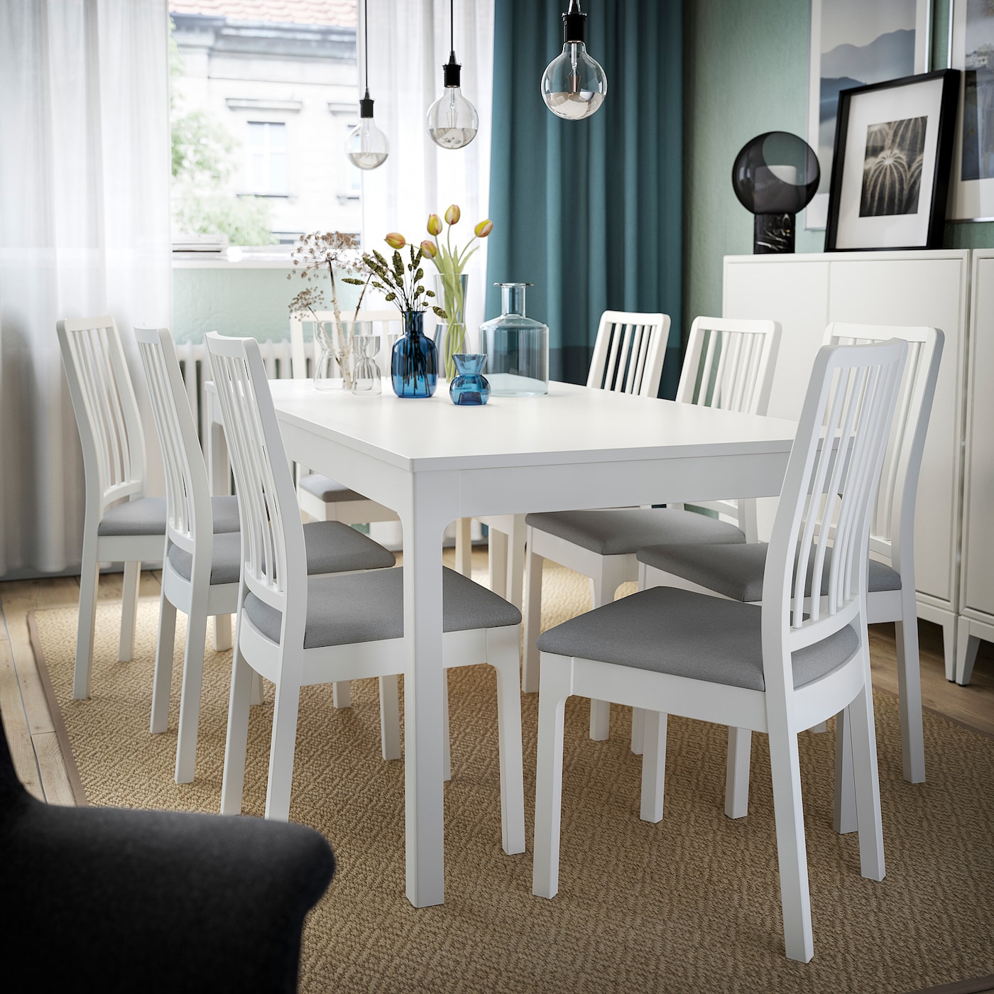 EKEDALEN / EKEDALEN table and 6 chairs white/Orrsta light