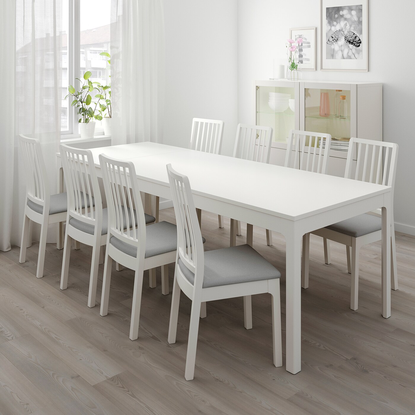 EKEDALEN / EKEDALEN table and 6 chairs white/Orrsta light