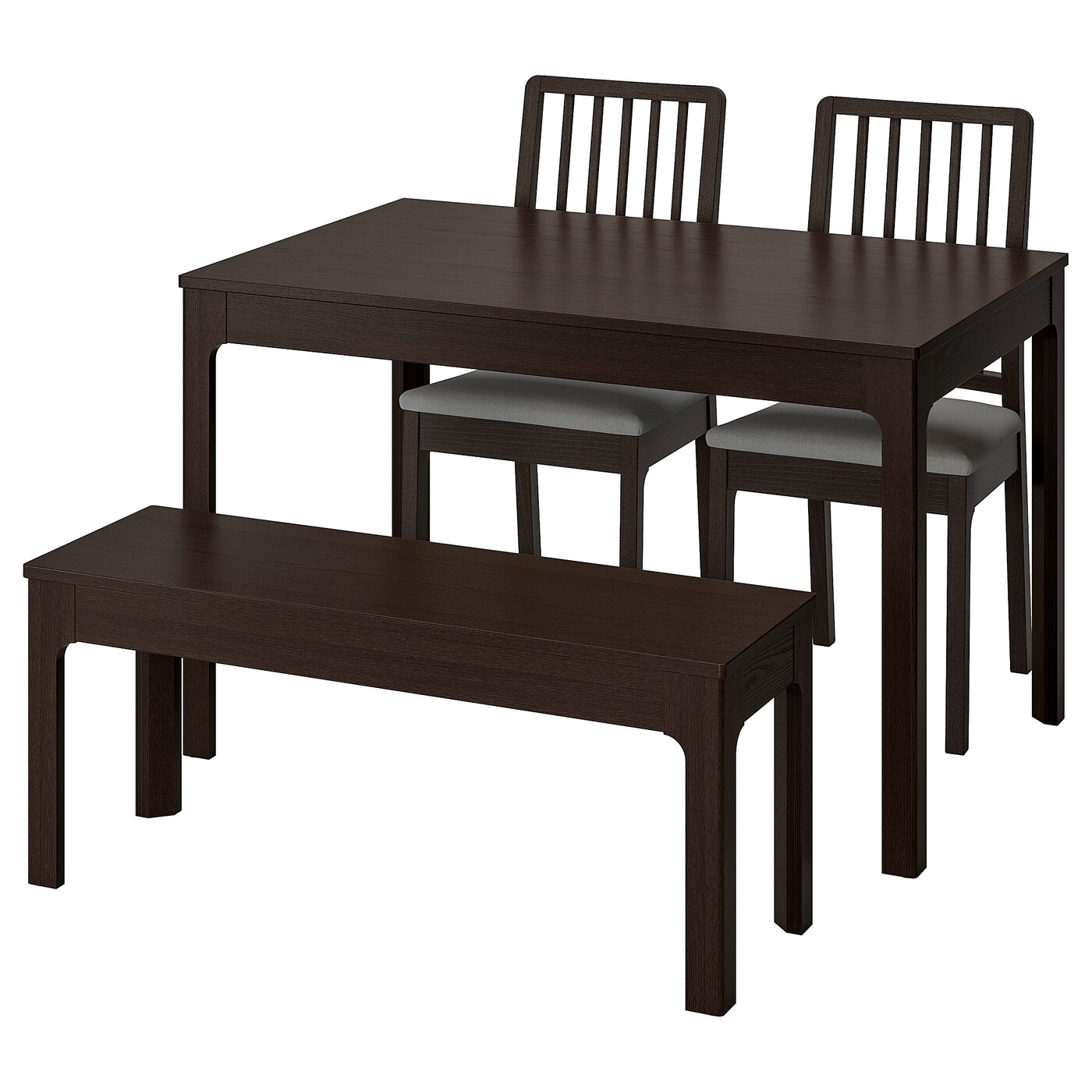 EKEDALEN / EKEDALEN table with 2 chairs and bench dark brown