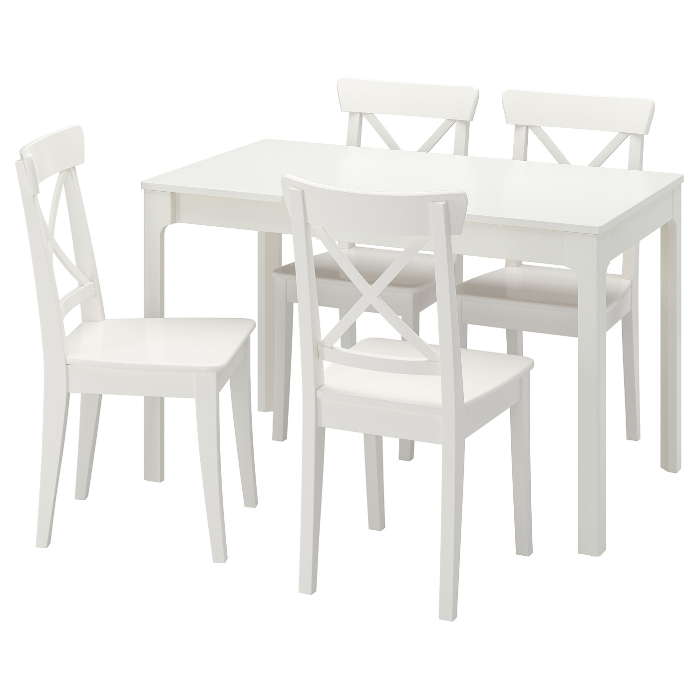 EKEDALEN / INGOLF table and 4 chairs white/white - IKEA