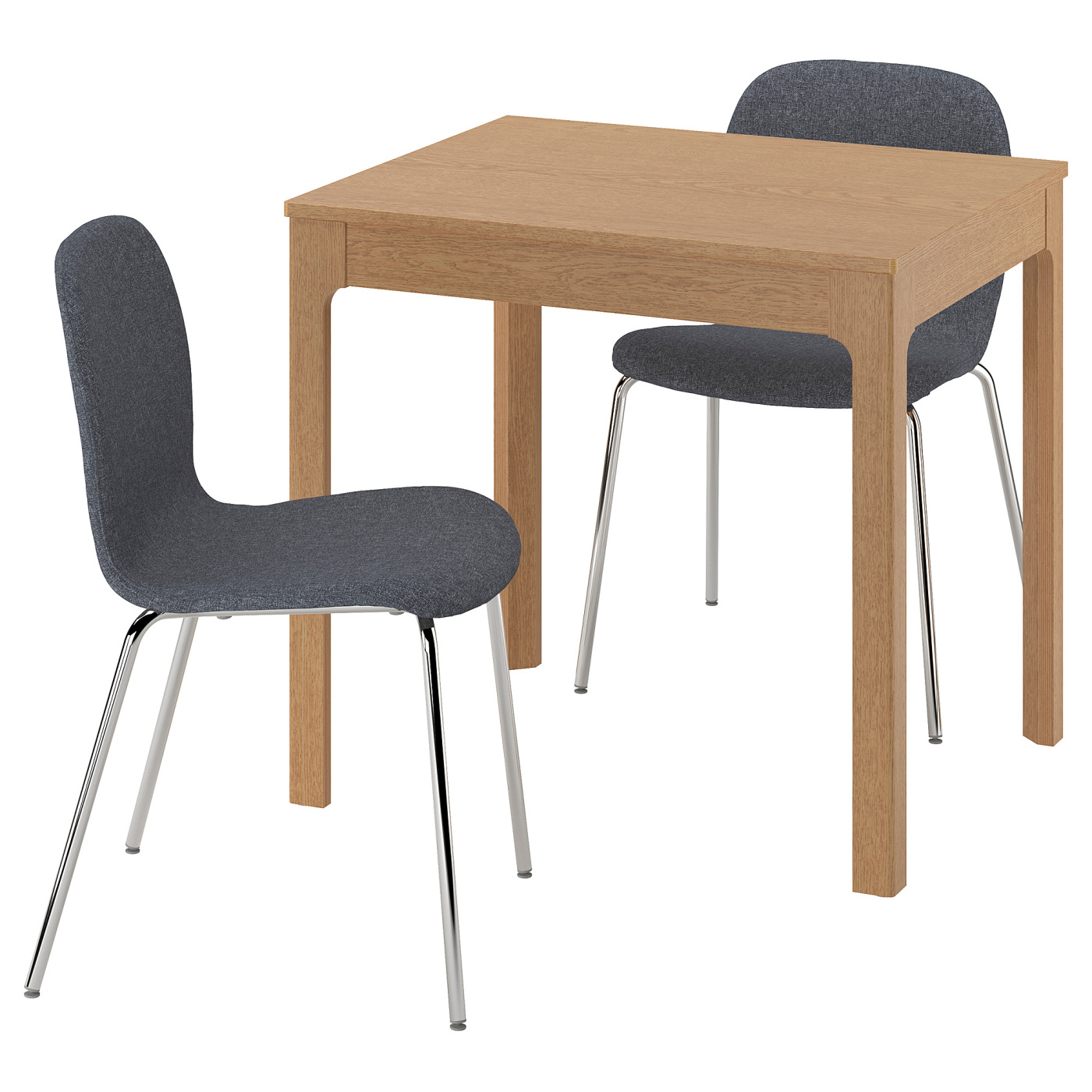 EKEDALEN / KARLPETTER table and 2 chairs oak/Gunnared medium grey