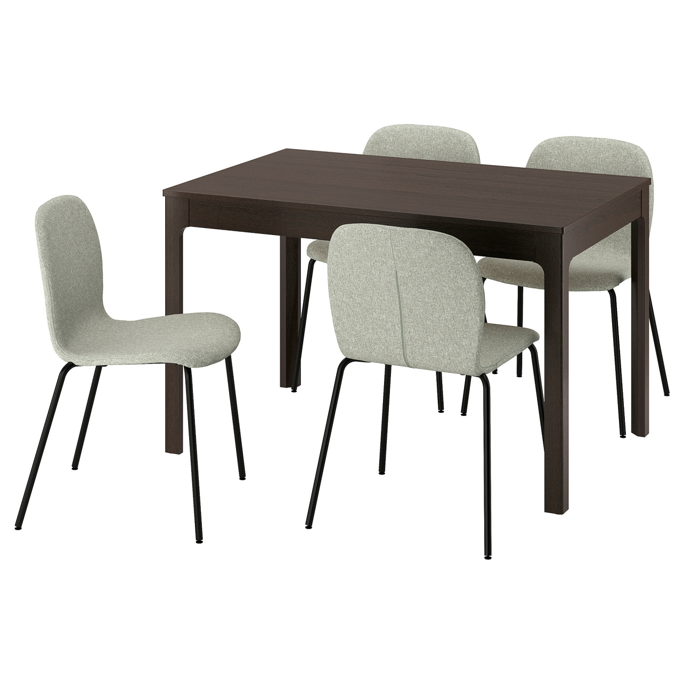 EKEDALEN / KARLPETTER table and 4 chairs dark brown/Gunnared light