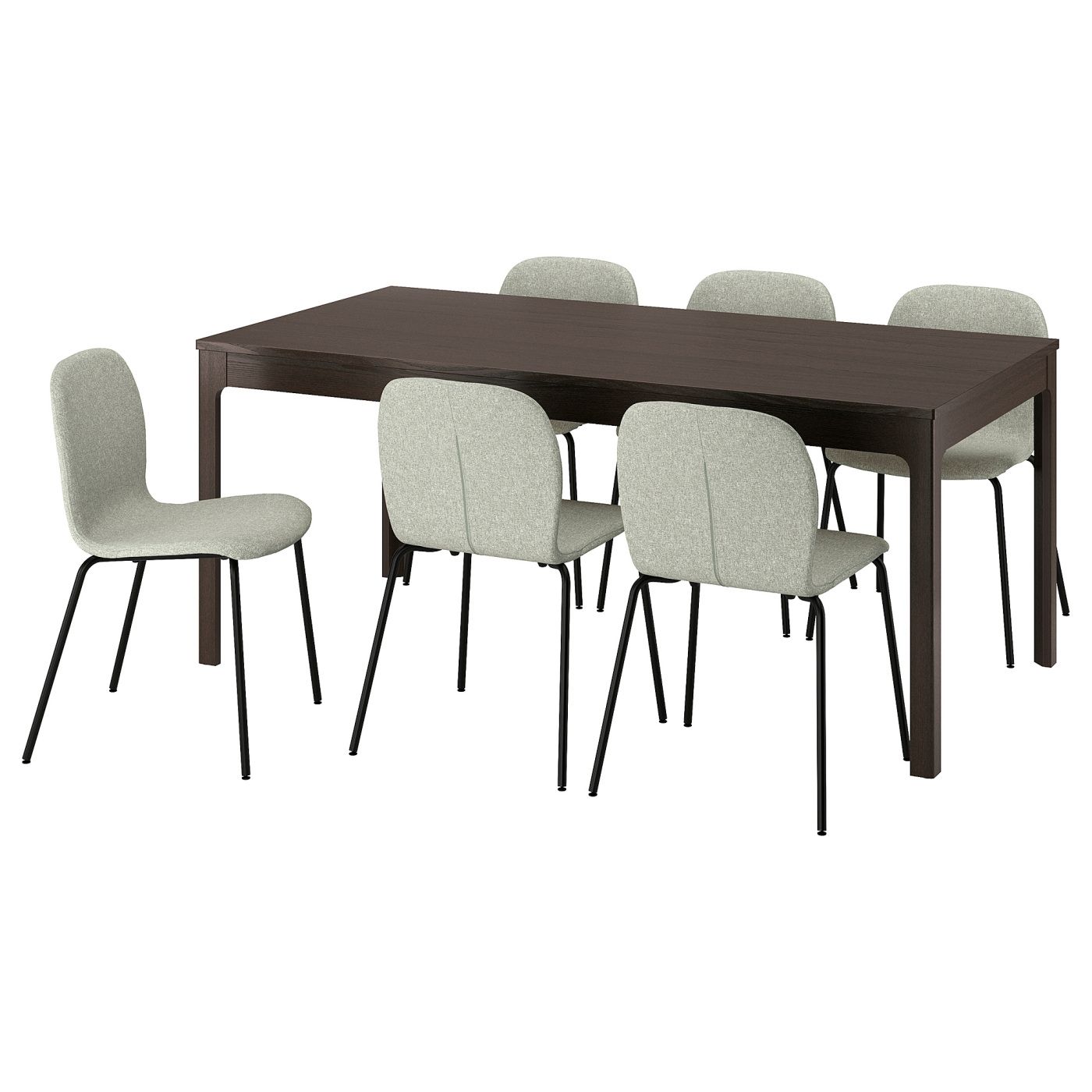 EKEDALEN / KARLPETTER table and 6 chairs dark brown/Gunnared light