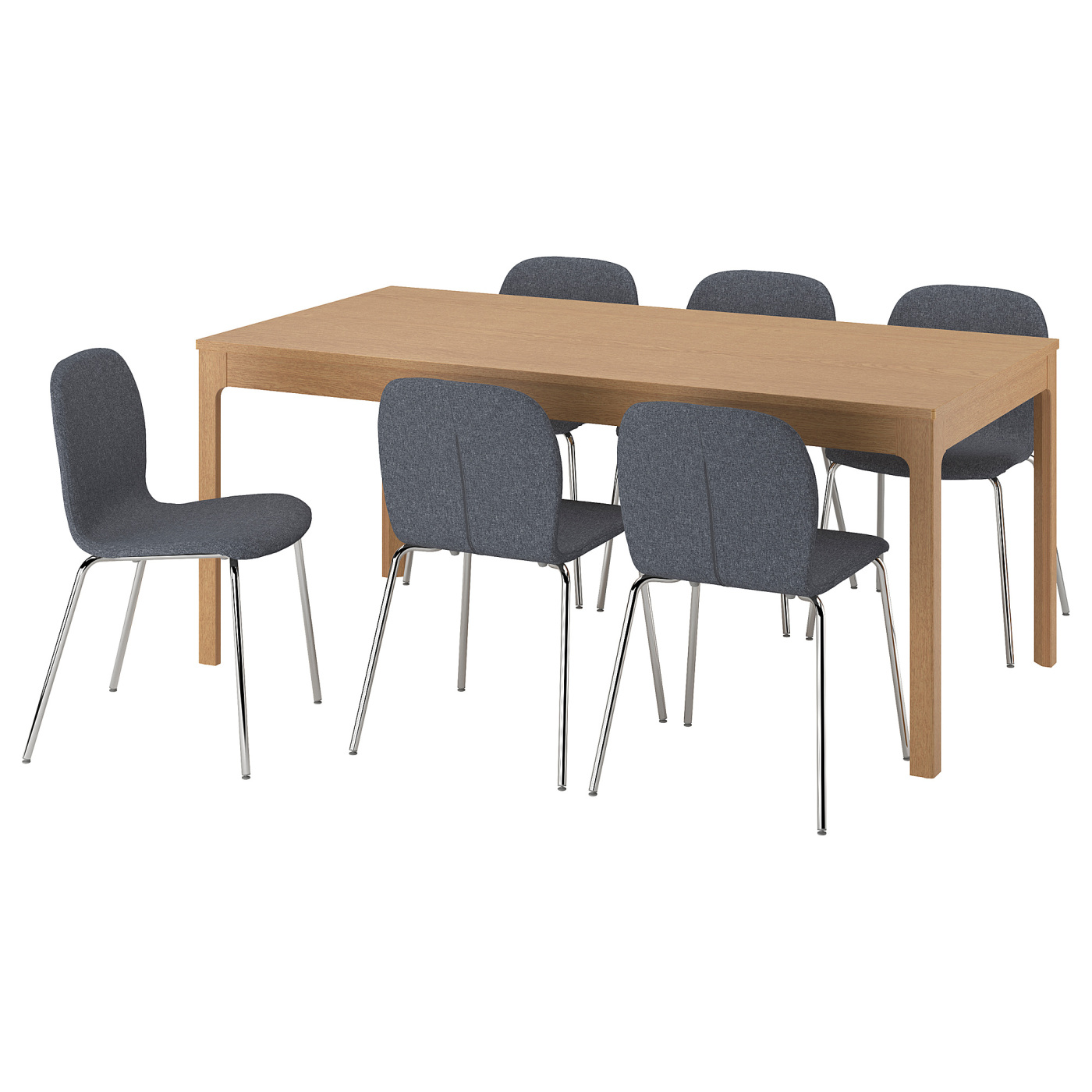 良品 IKEA KARLPETTER chair 椅子 イケア 2脚セット EKEDALEN / KARLPETTER table and 6 chairs oak/Gunnared medium grey