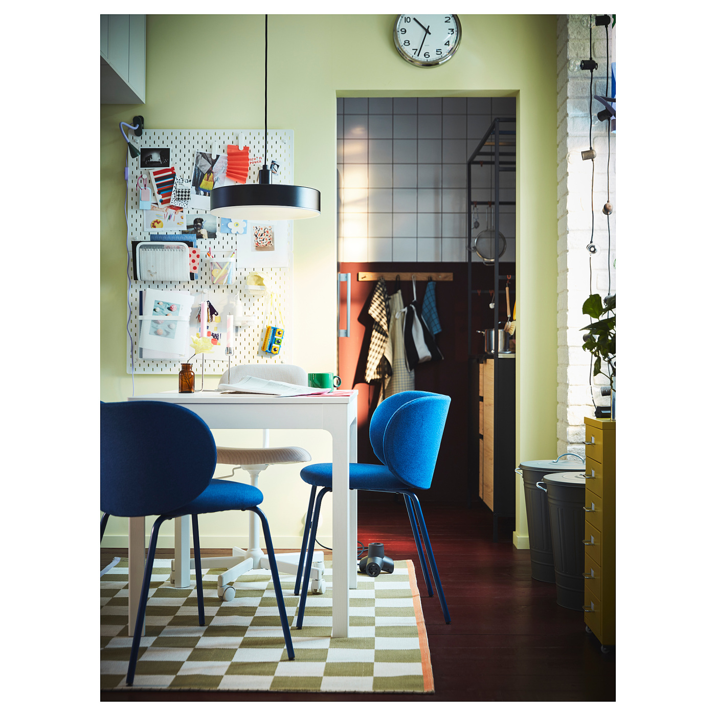 EKEDALEN / KRYLBO table and 2 chairs white/Tonerud blue - IKEA