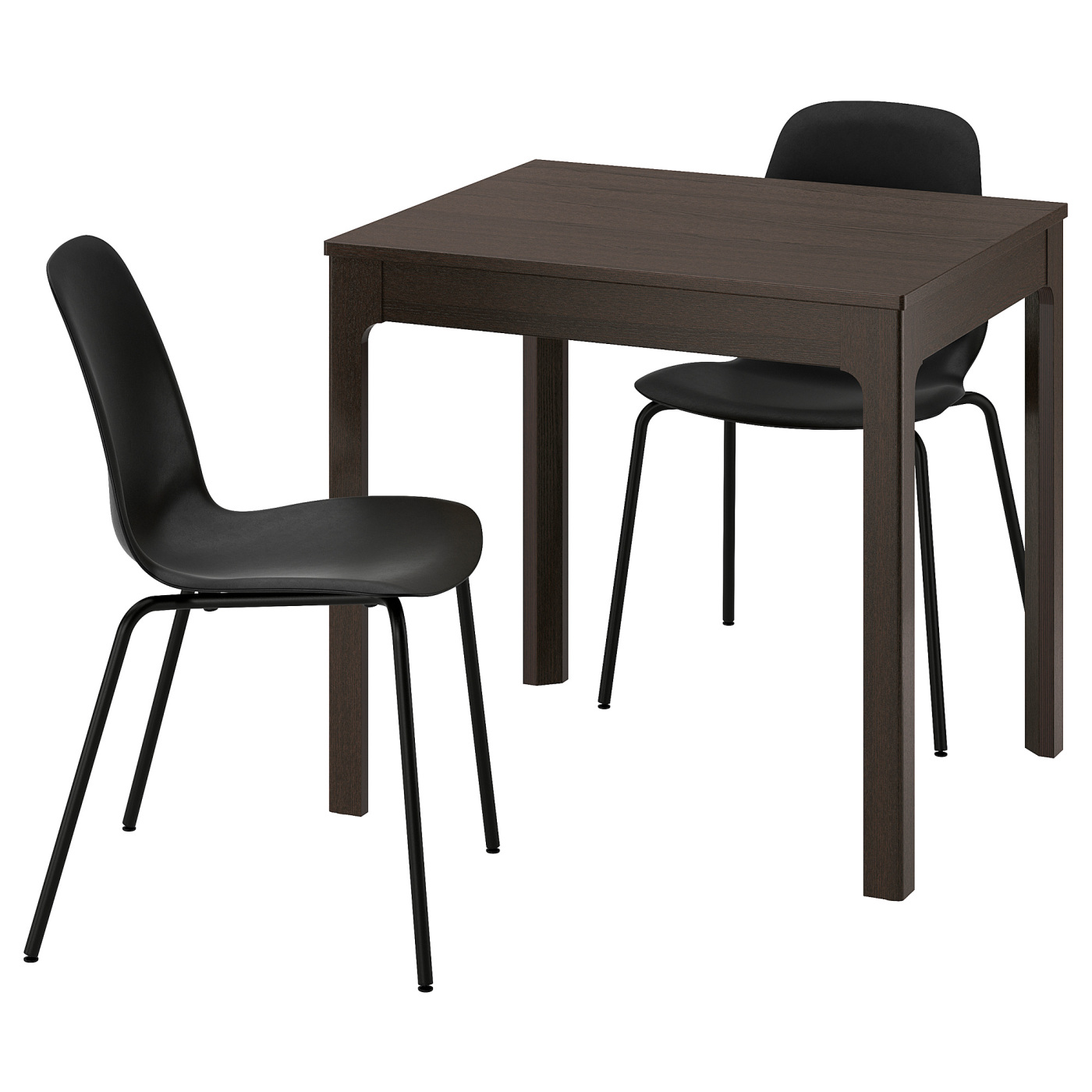EKEDALEN / LIDÅS table and 2 chairs dark brown/black black - IKEA