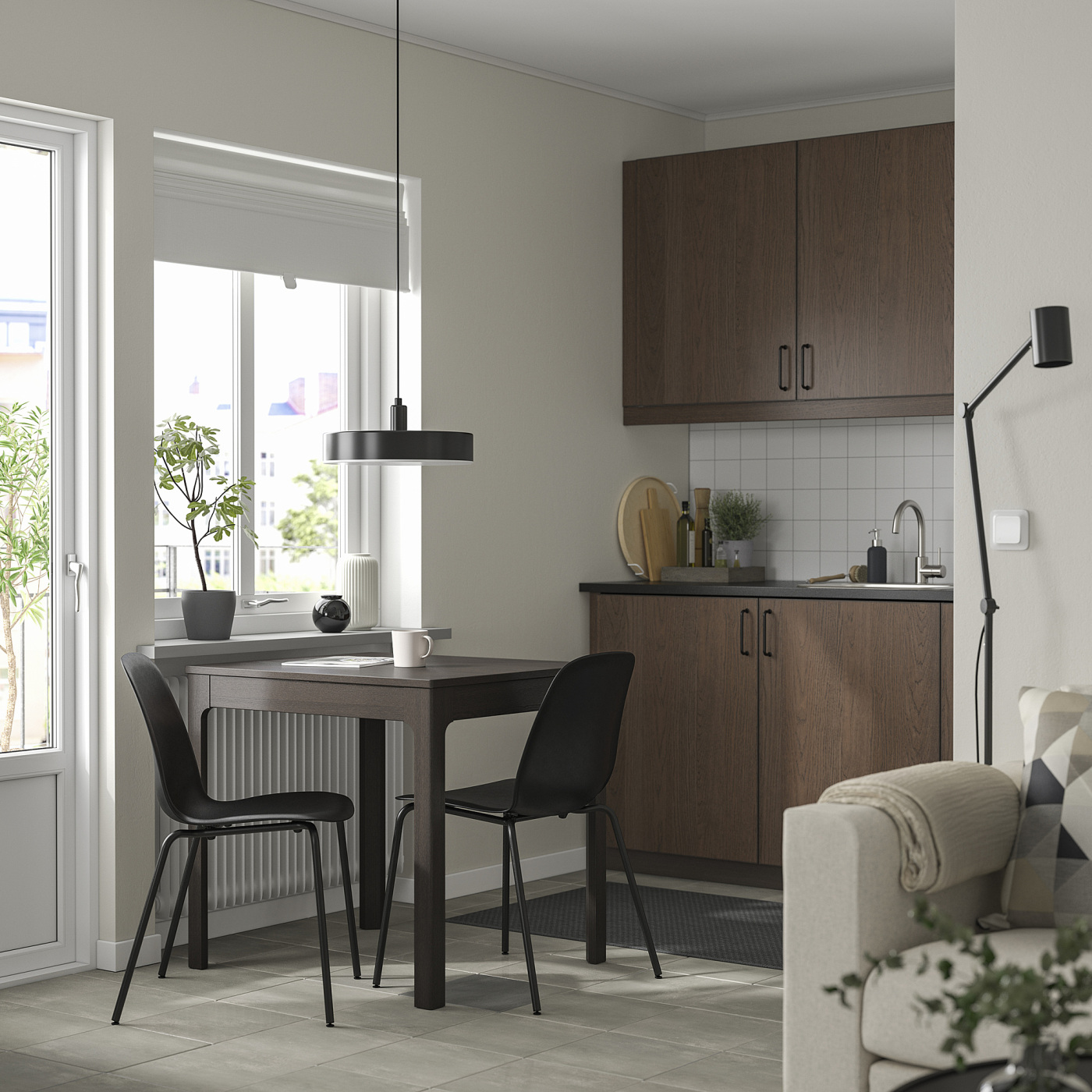 【美品、送料込み】IKEA EKEDALEN テーブルと椅子2個セット EKEDALEN / LIDÅS table and 2 chairs dark brown/black black - IKEA