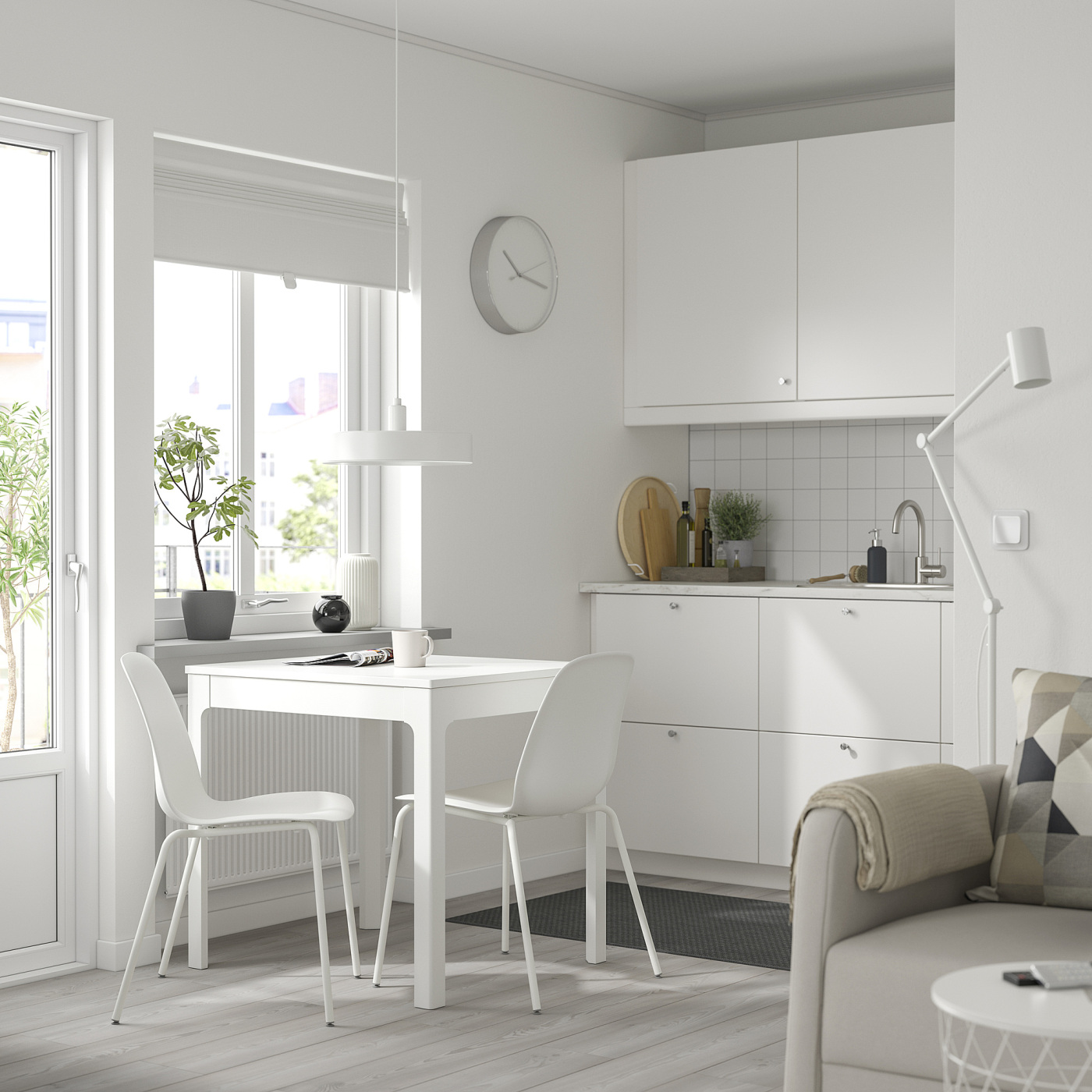 EKEDALEN / LIDÅS table and 2 chairs white/white white - IKEA