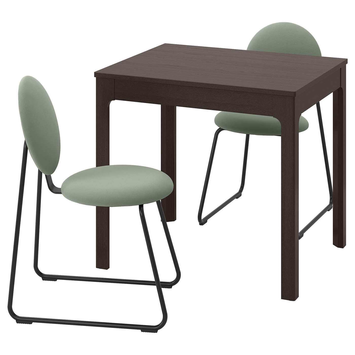 EKEDALEN / MÅNHULT table and 2 chairs dark brown/Hakebo grey-green