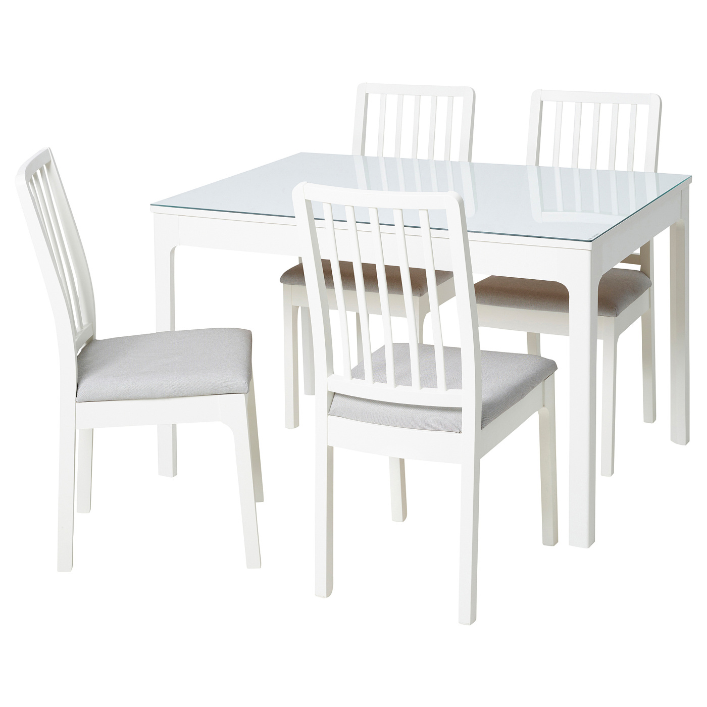 EKEDALEN table and 4 chairs white white/Orrsta light grey - IKEA