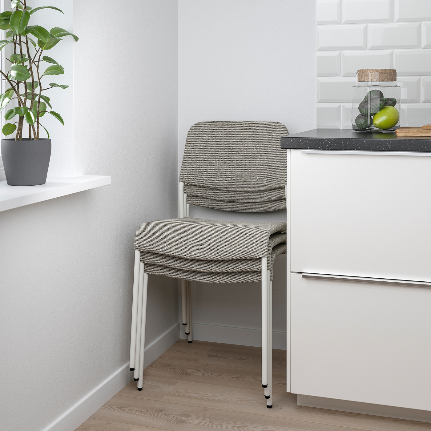 EKEDALEN / UDMUND table and 2 chairs white white/Viarp beige/brown