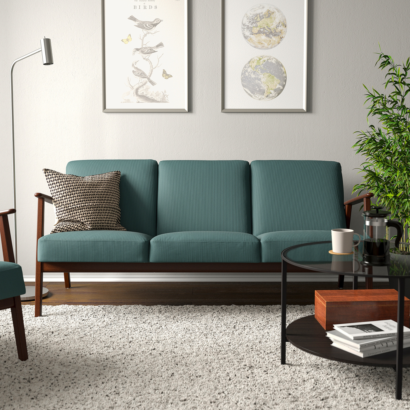 EKENÄSET 3-seat sofa Kelinge grey-turquoise - IKEA