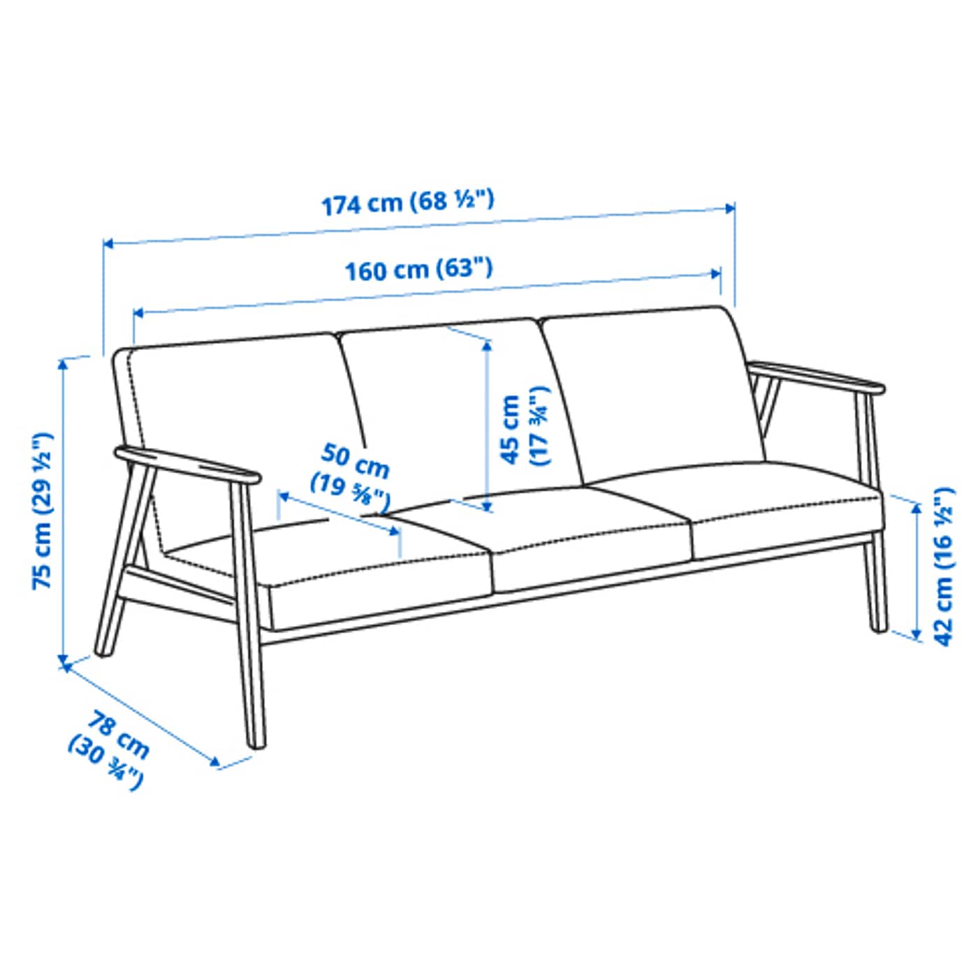 3 seater sofa size in feet discount