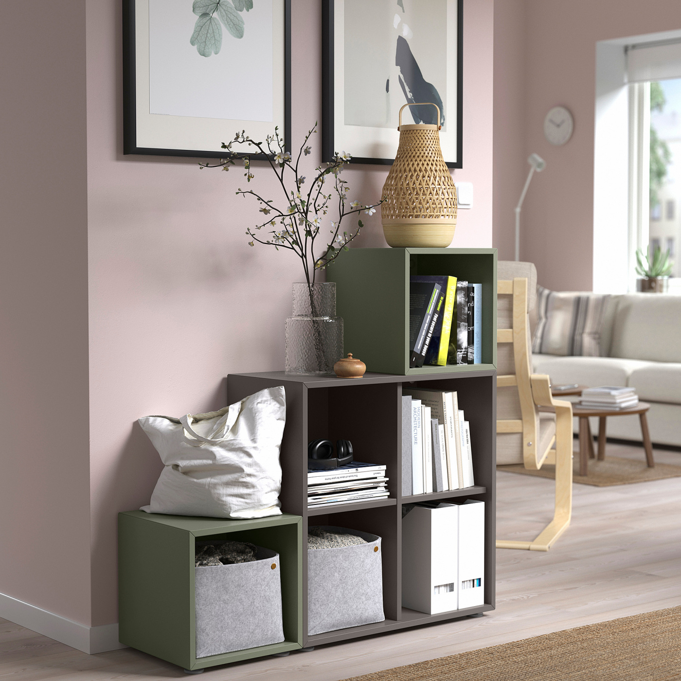 【4/30終了】IKEA EKET グレー EKET cabinet with 4 compartments grey-turquoise - IKEA