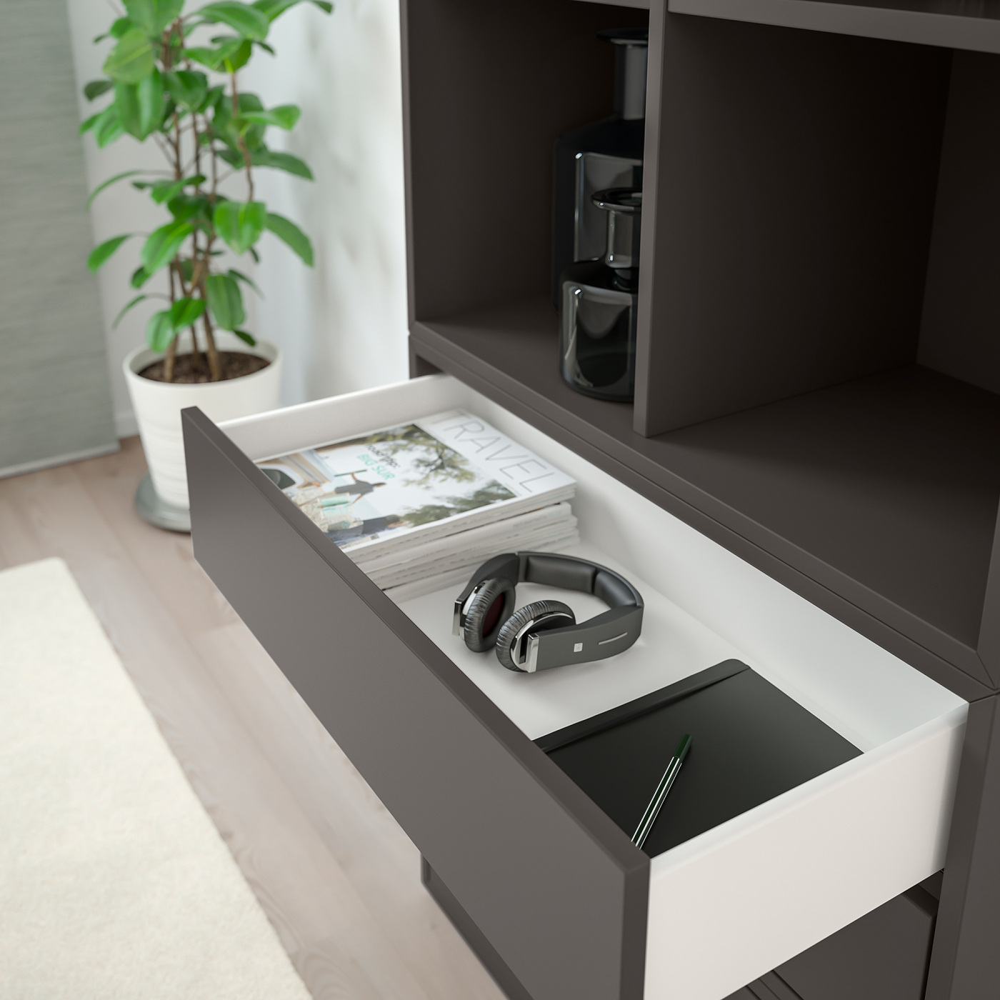 EKET cabinet combination with feet dark grey - IKEA