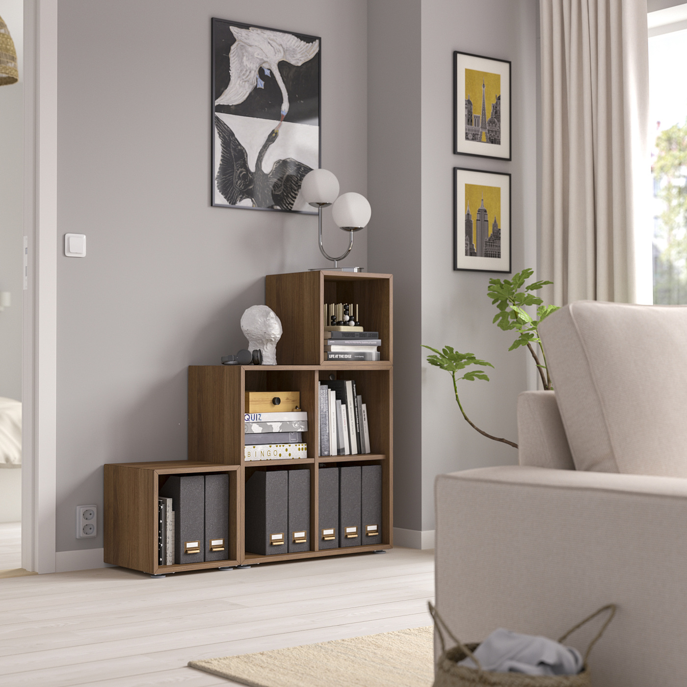 EKET cabinet combination with feet walnut effect - IKEA