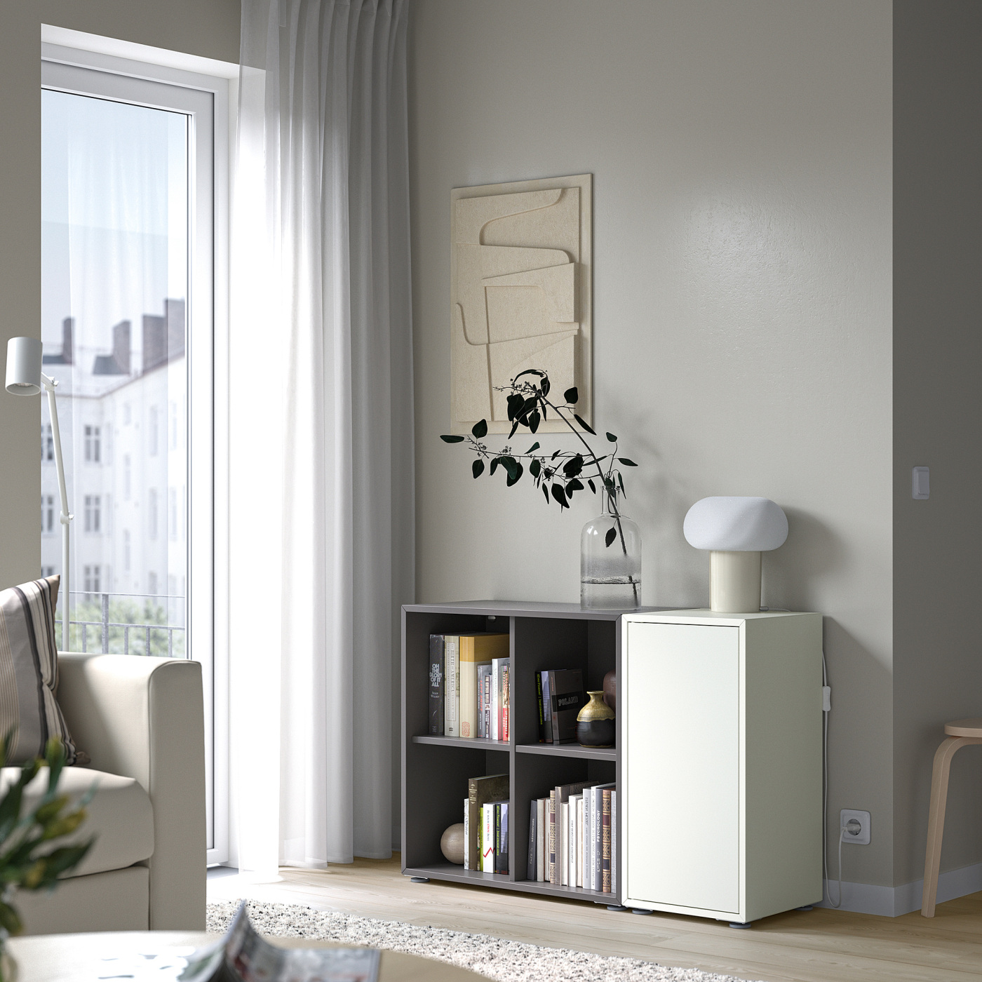 EKET cabinet combination with feet white/dark grey - IKEA