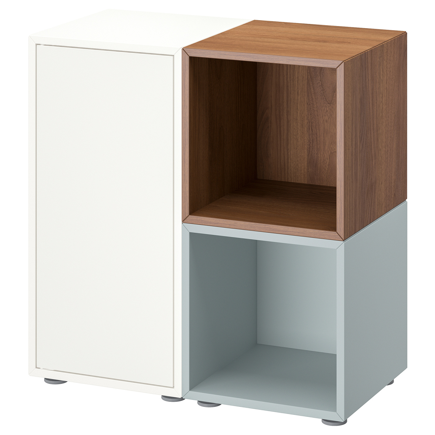 EKET cabinet combination with feet white/walnut effect light grey