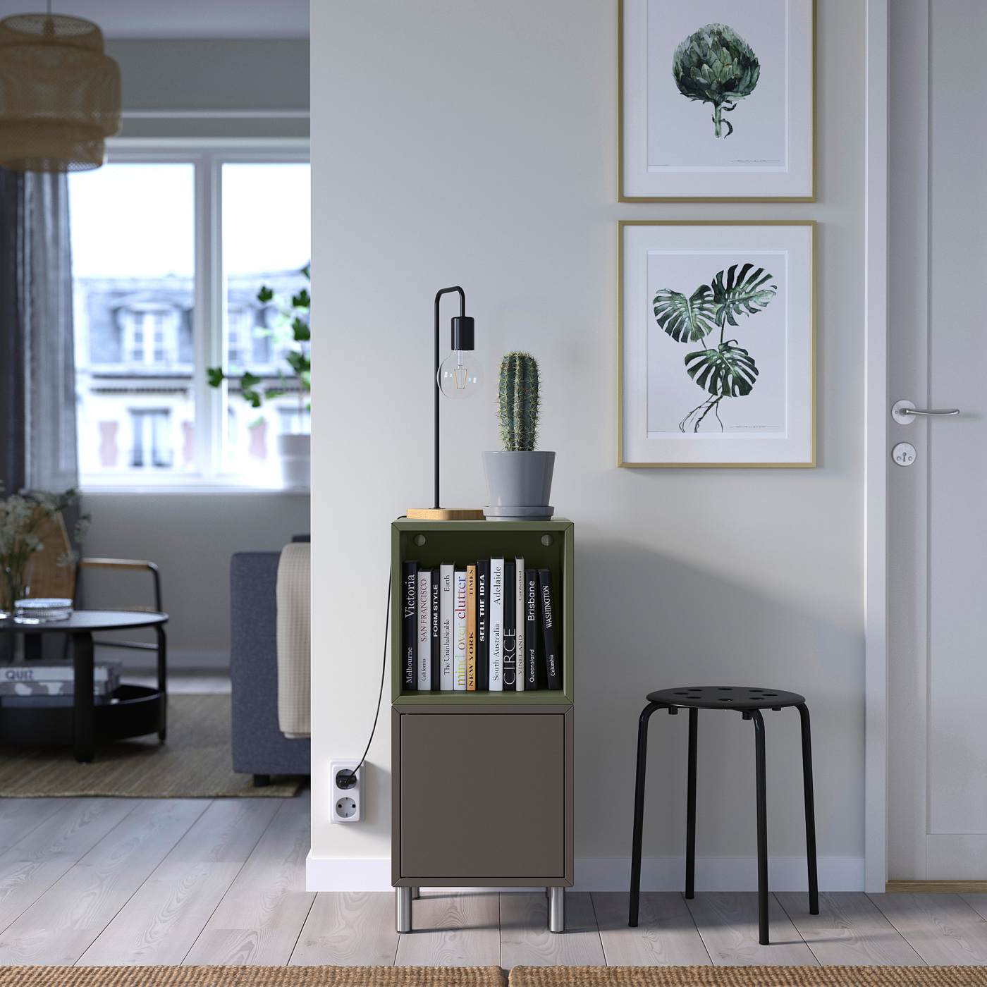 EKET cabinet combination with legs dark grey grey-green/metal - IKEA