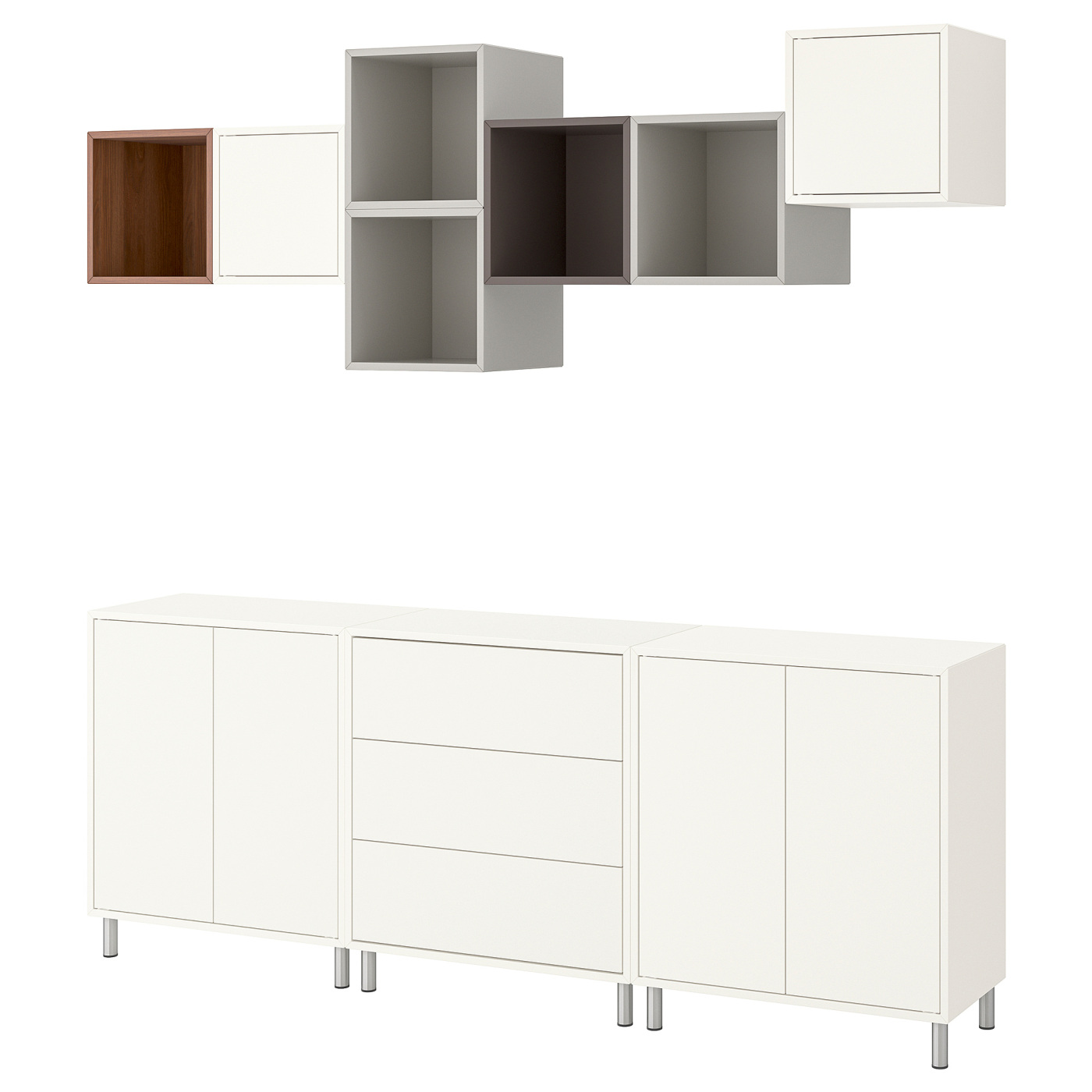 EKET cabinet combination with legs white light grey/dark grey