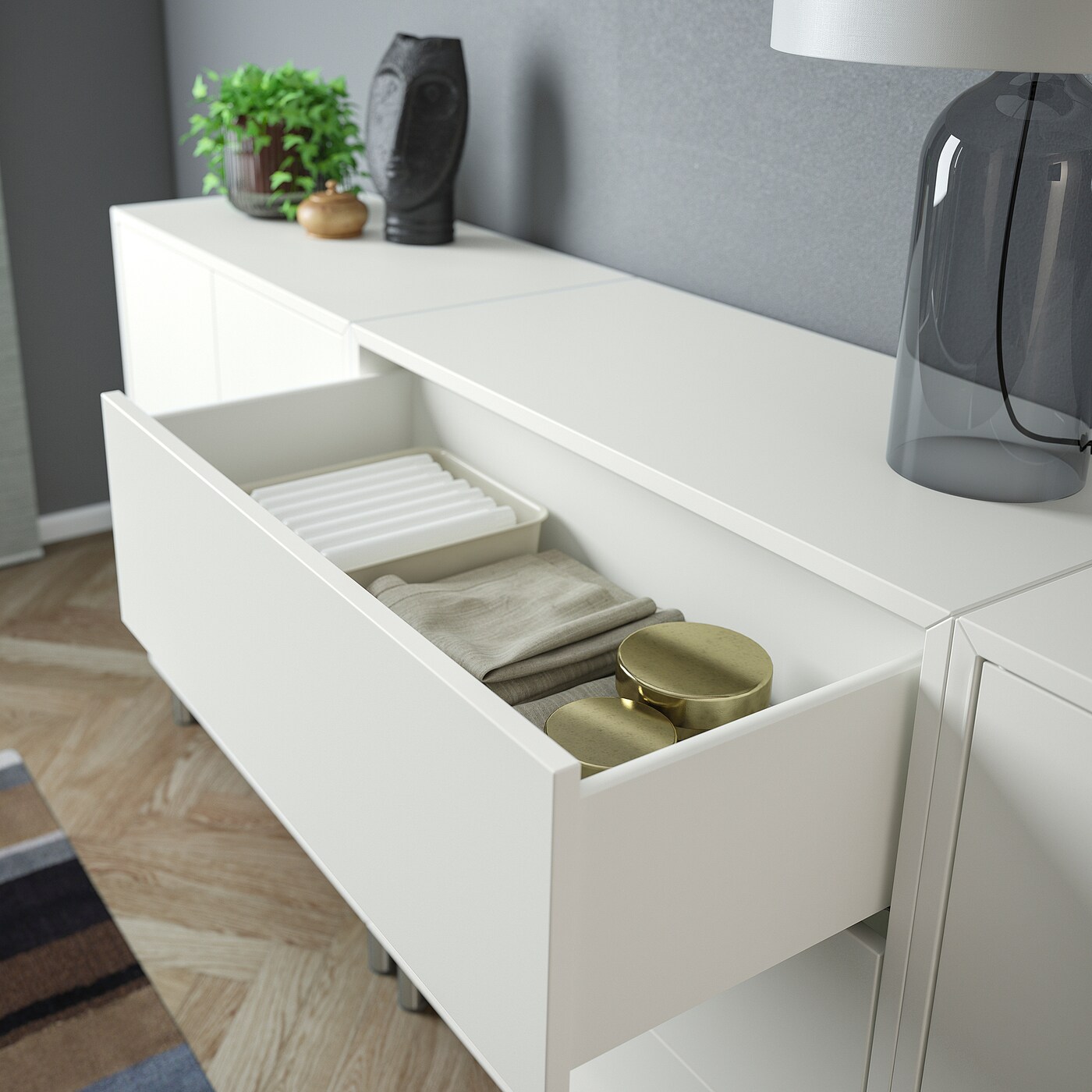 IKEA EKET ホワイト チェスト ２段 EKET wall-mounted storage combination with 2 drawers/white