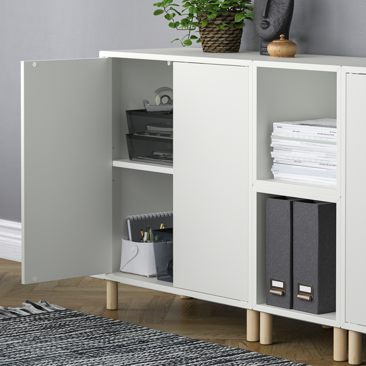 EKET cabinet combination with legs white/light grey dark grey