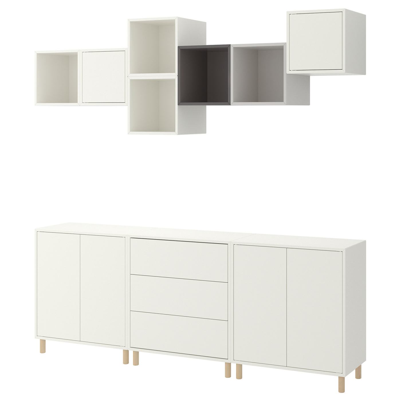 EKET cabinet combination with legs white/light grey/dark grey - IKEA