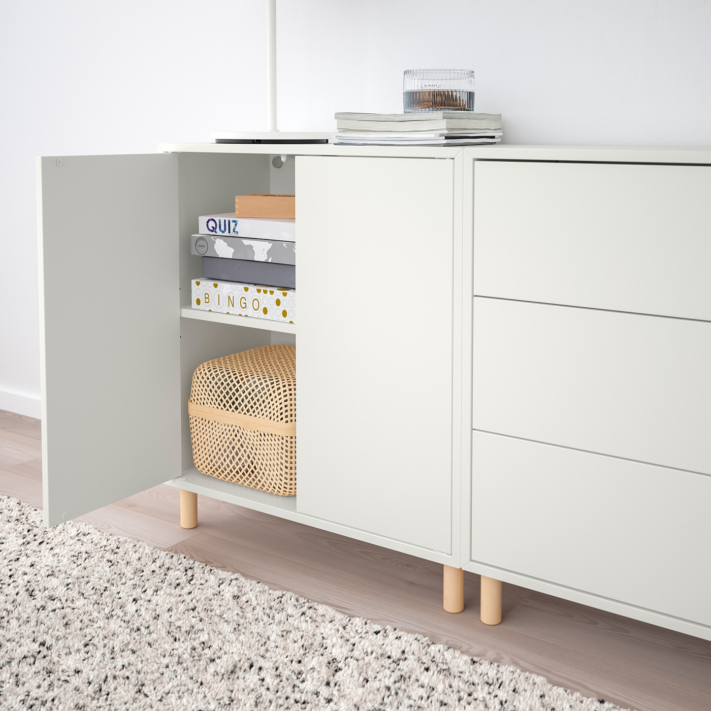 EKET cabinet combination with legs white/light grey/dark grey - IKEA