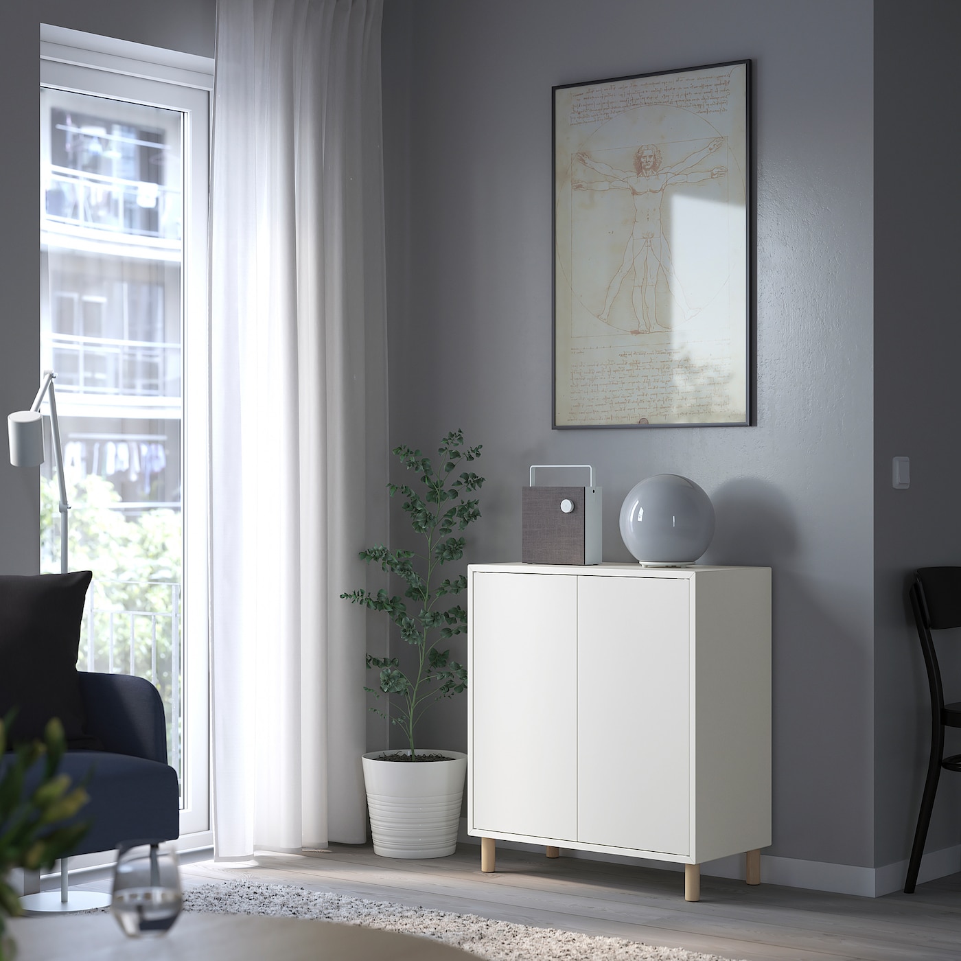EKET cabinet combination with legs white/wood - IKEA