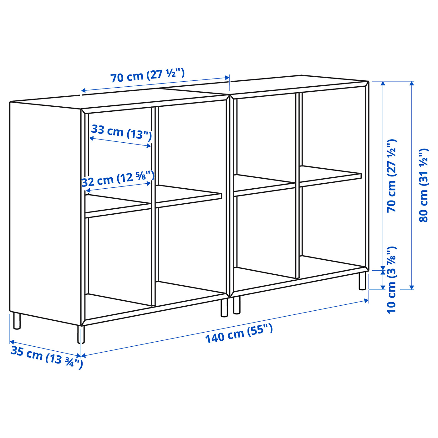 EKET cabinet combination with legs white/wood - IKEA