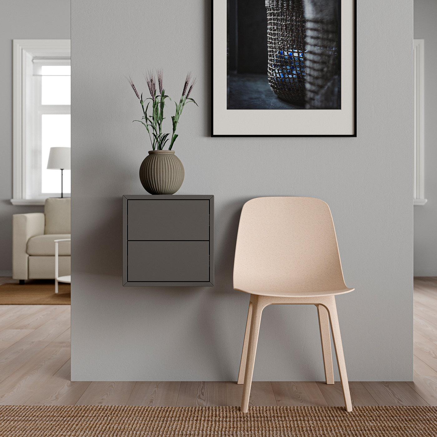 EKET wall cabinet with 2 drawers dark grey - IKEA
