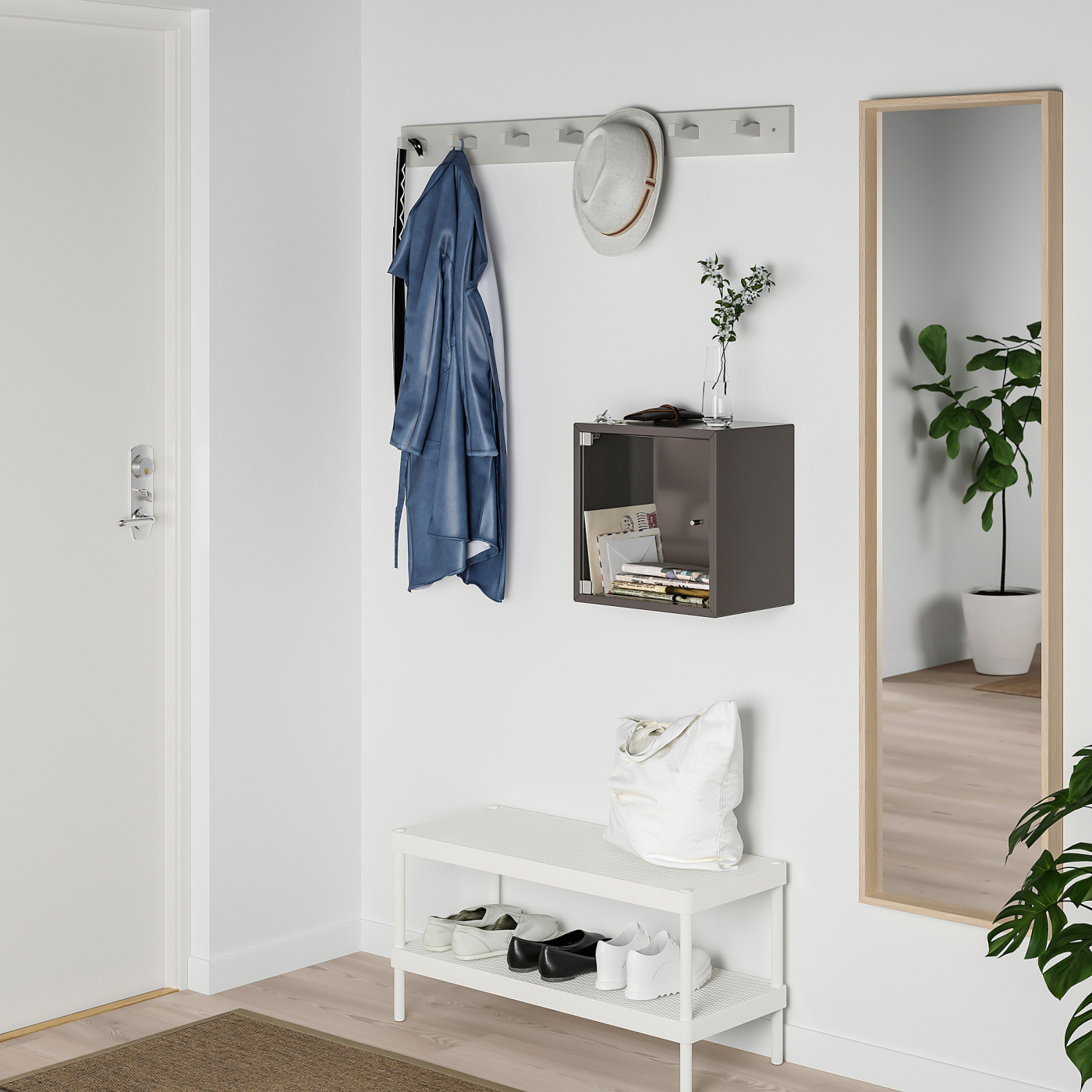 EKET wall cabinet with glass door dark grey - IKEA