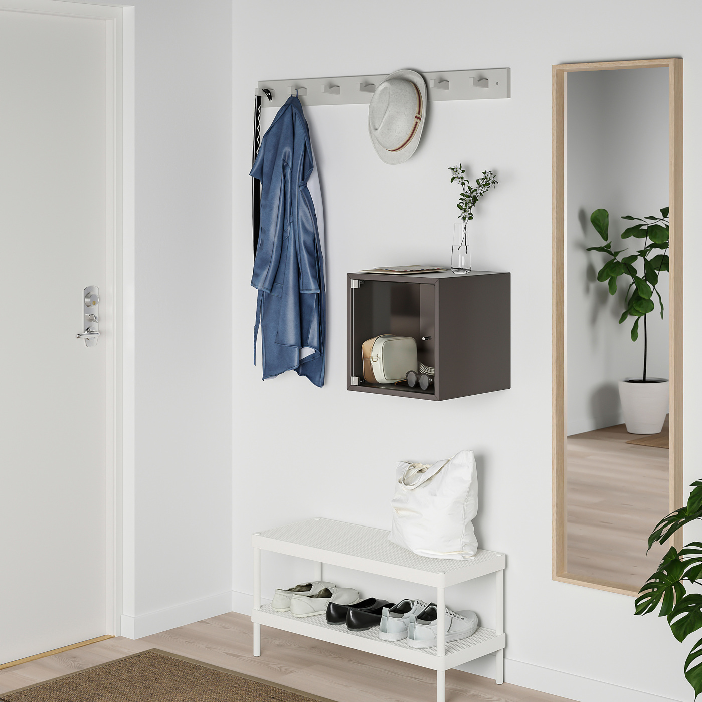 EKET wall cabinet with glass door dark grey - IKEA