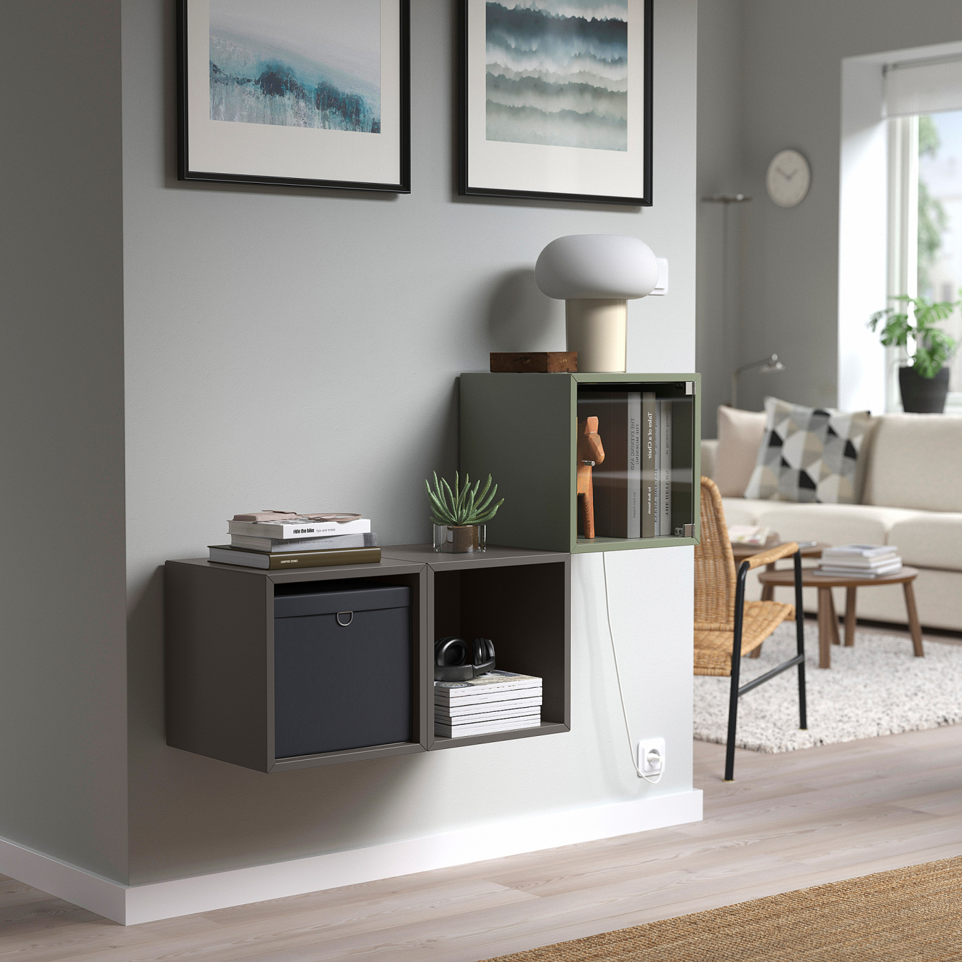 EKET wall cabinet with glass door grey-green - IKEA