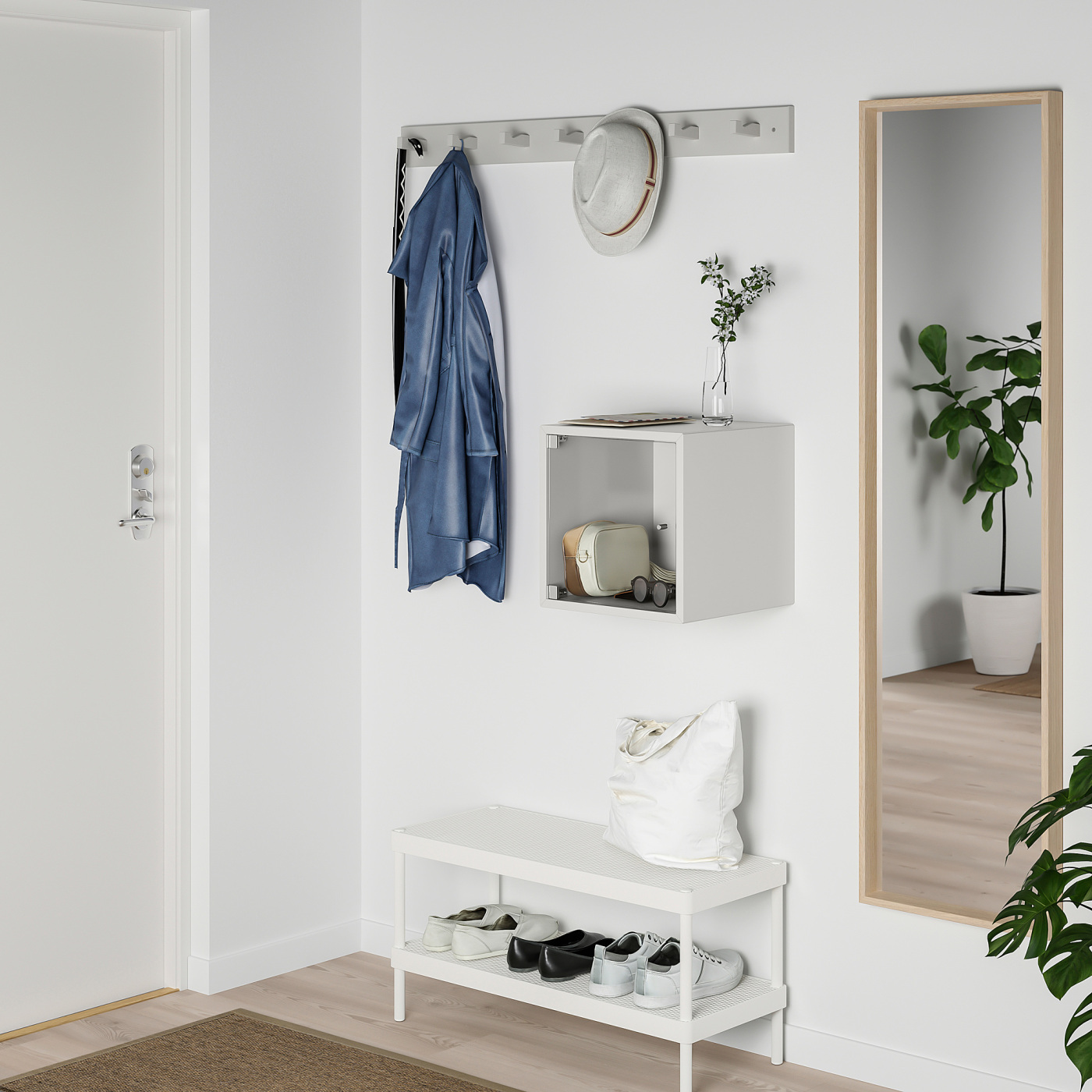 EKET wall cabinet with glass door light grey - IKEA