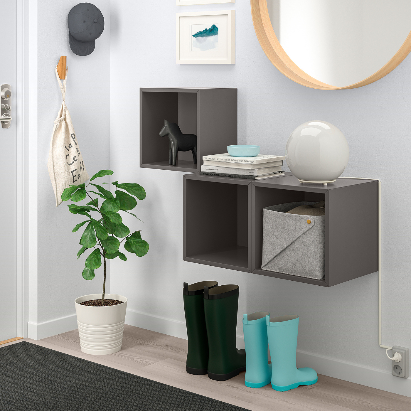 EKET wall-mounted cabinet combination dark grey - IKEA