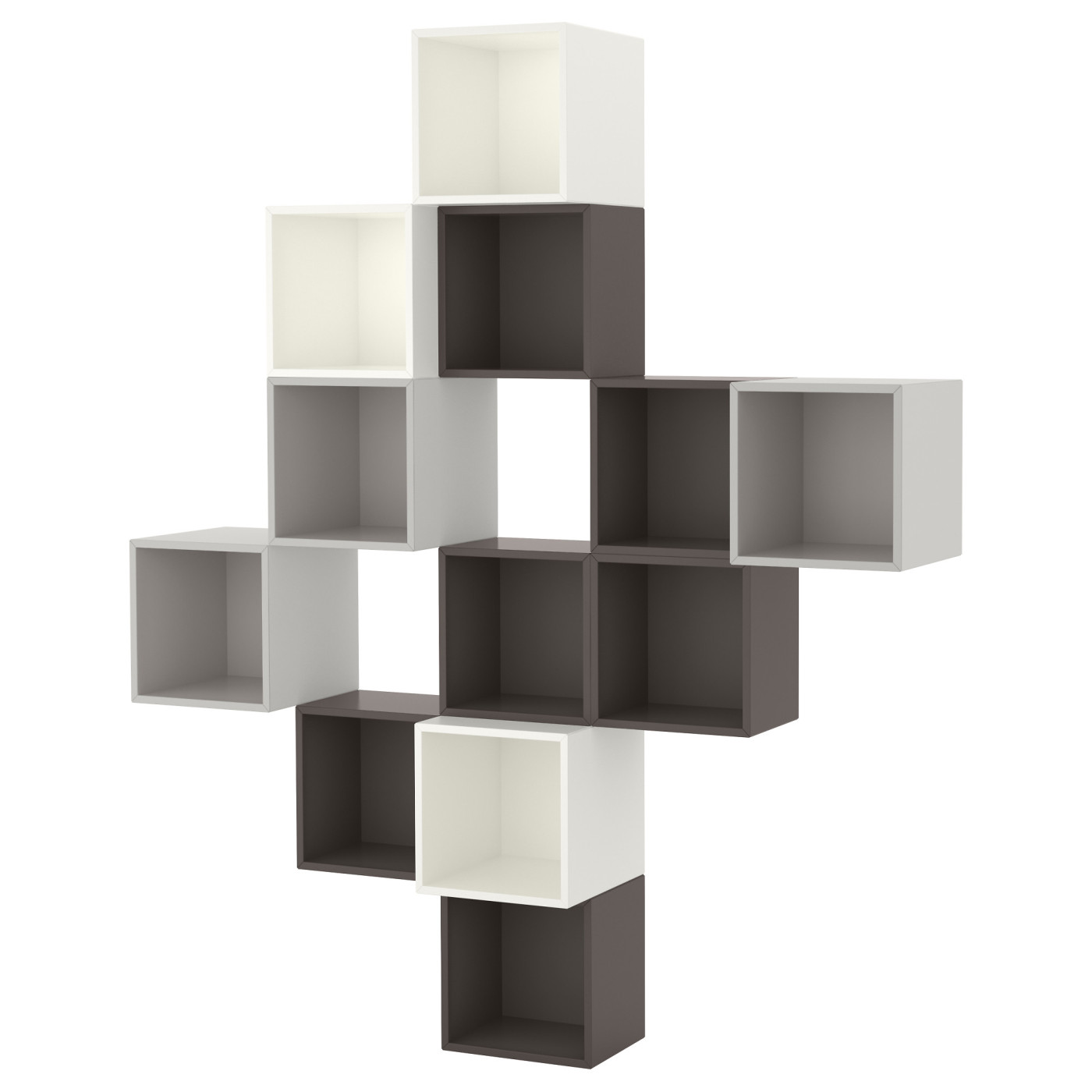 EKET wall-mounted cabinet combination white/dark grey/light grey