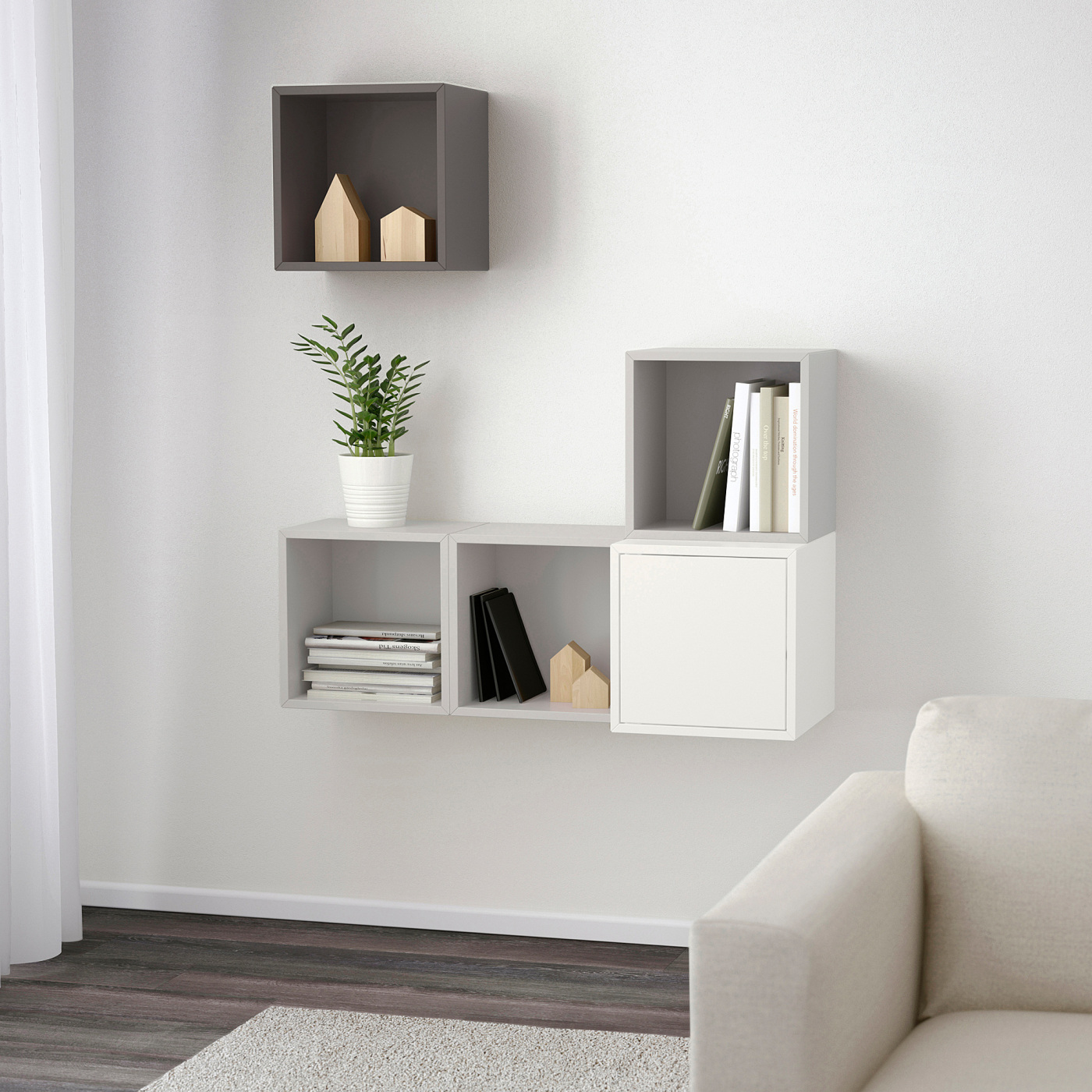 IKEA EKET グレー　北欧　16日までの出品 EKET wall-mounted cabinet combination white/light grey/dark grey