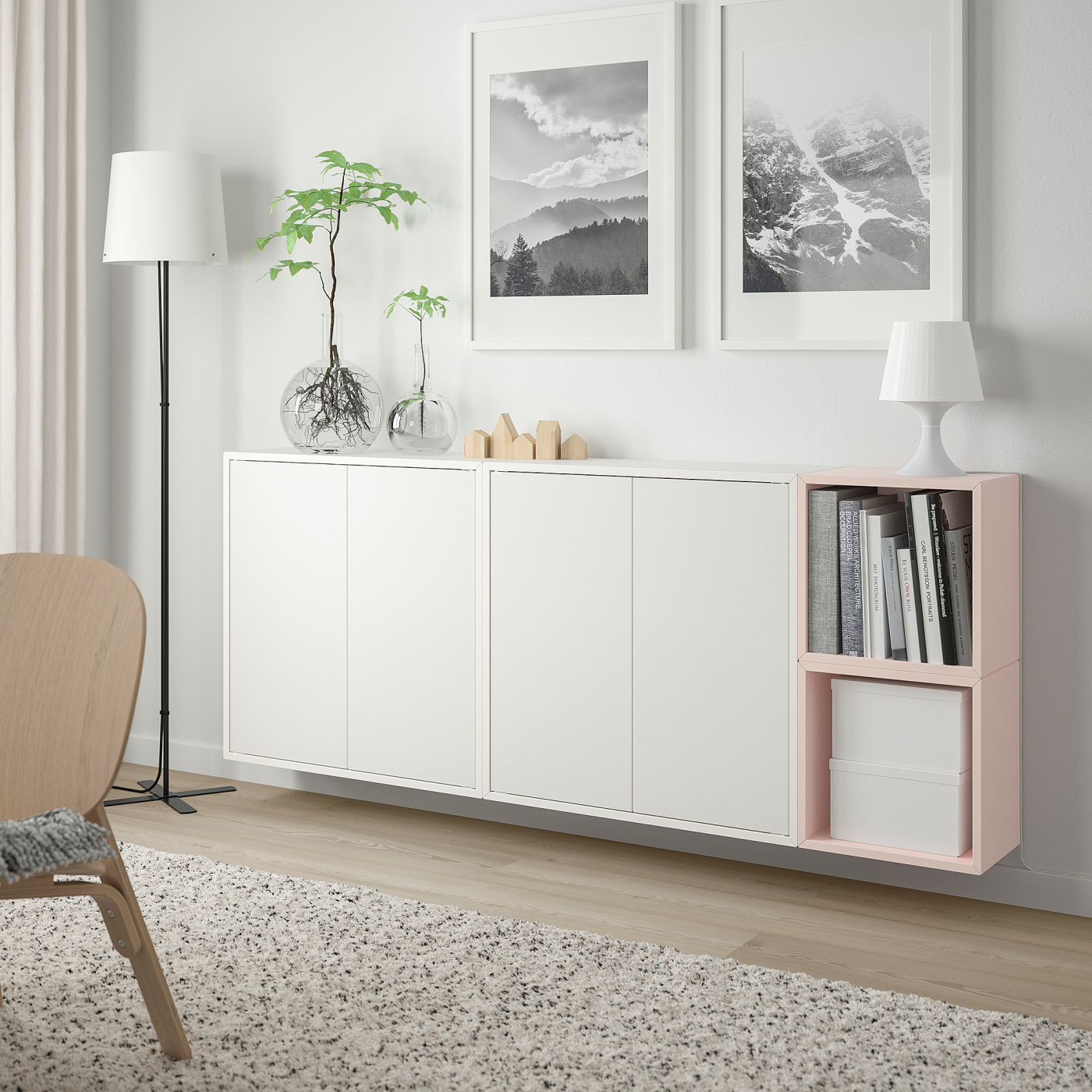 EKET wall-mounted cabinet combination white/pale pink - IKEA