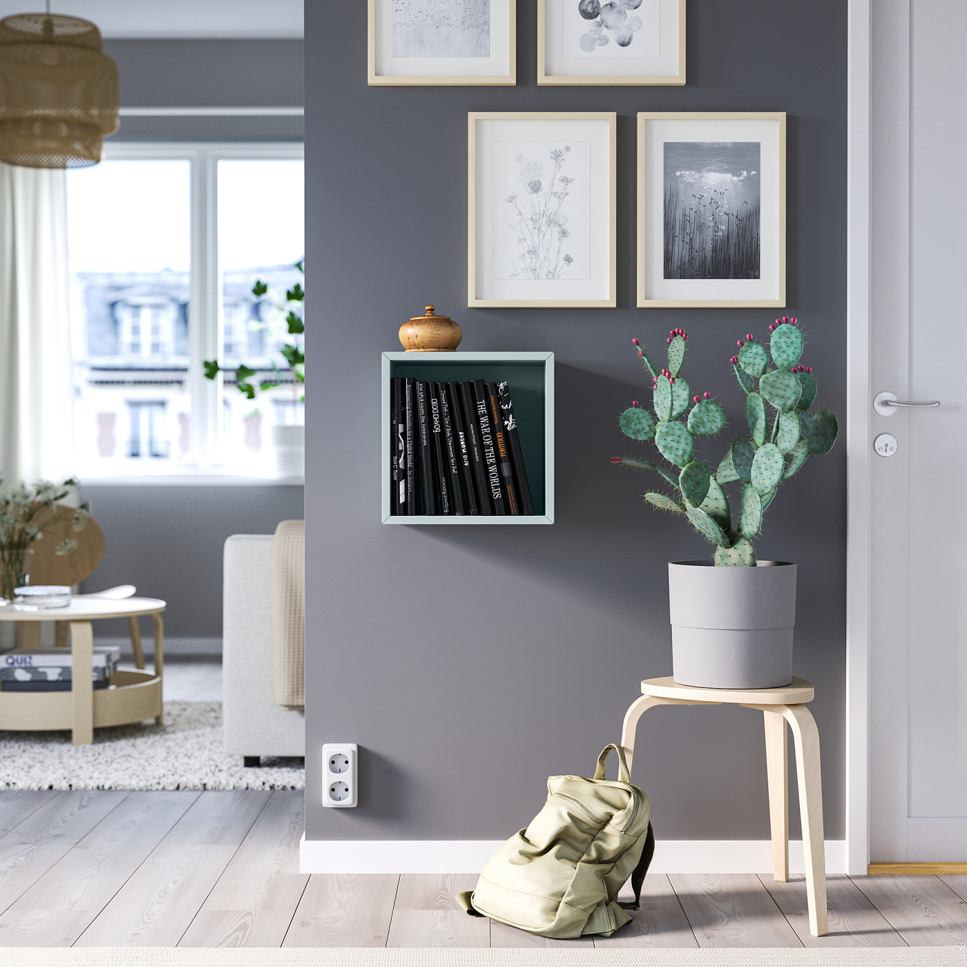 EKET wall-mounted shelving unit light grey-blue - IKEA