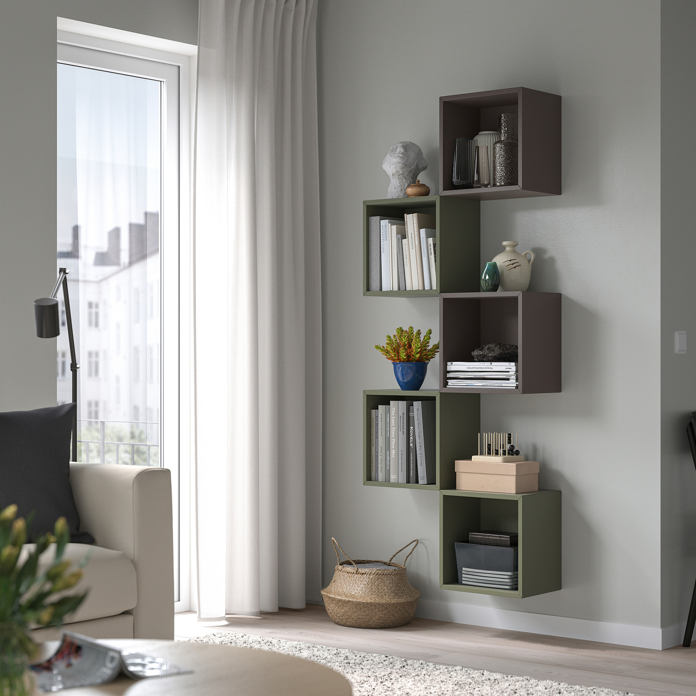 EKET wall-mounted storage combination multicolour/grey-green - IKEA