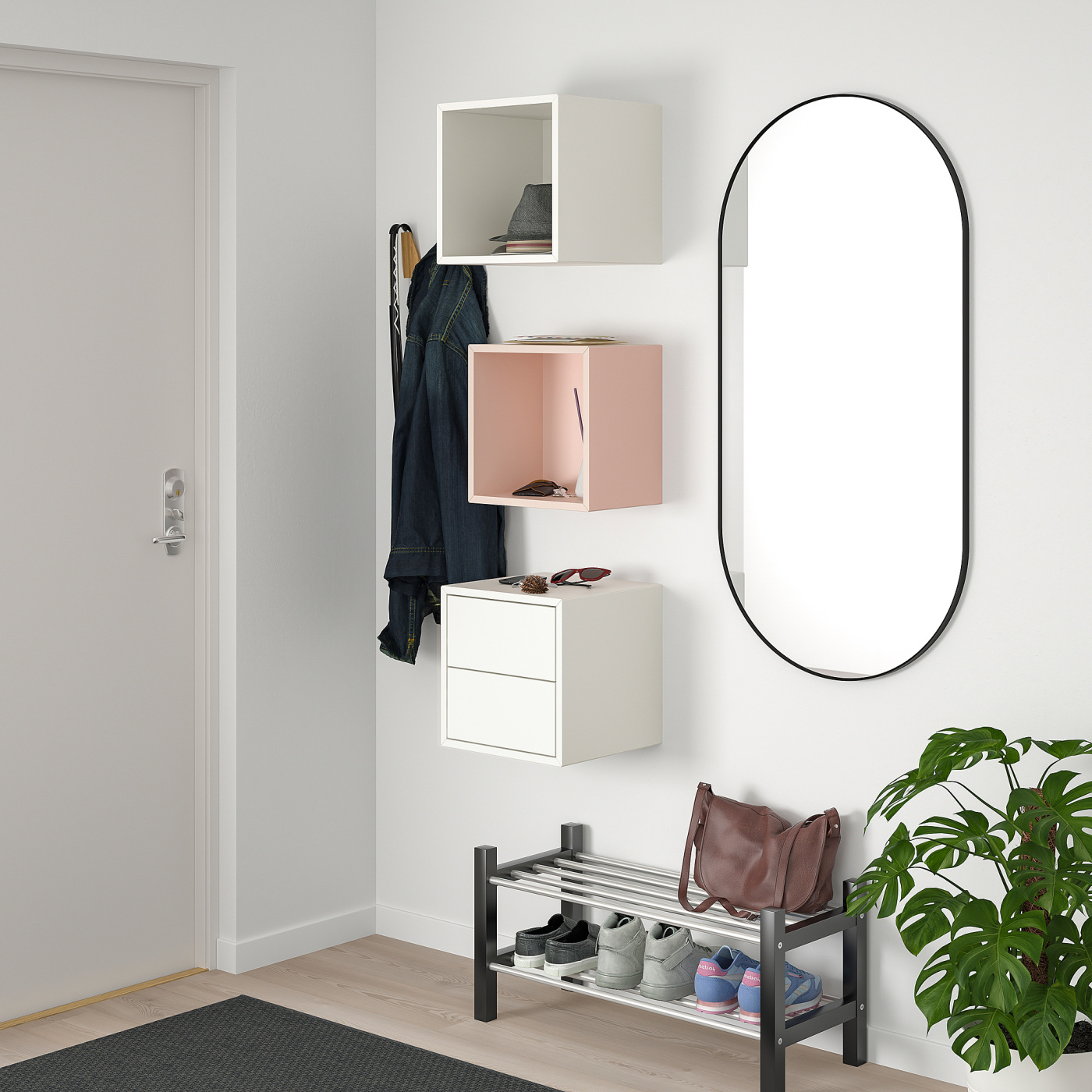 EKET wall-mounted storage combination pale pink/white - IKEA