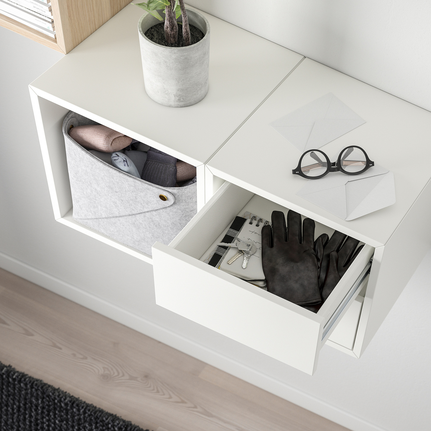 EKET wall-mounted storage combination white stained oak effect