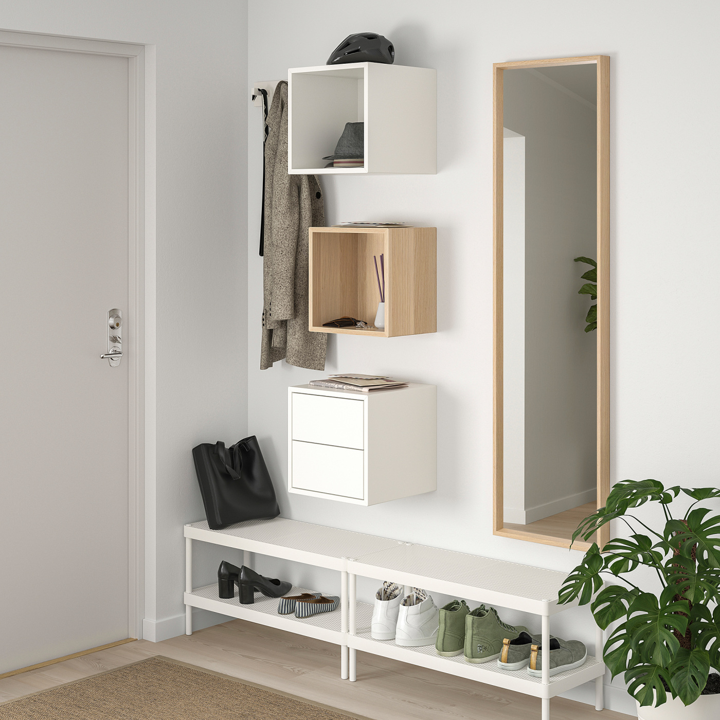 EKET wall-mounted storage combination white stained oak effect
