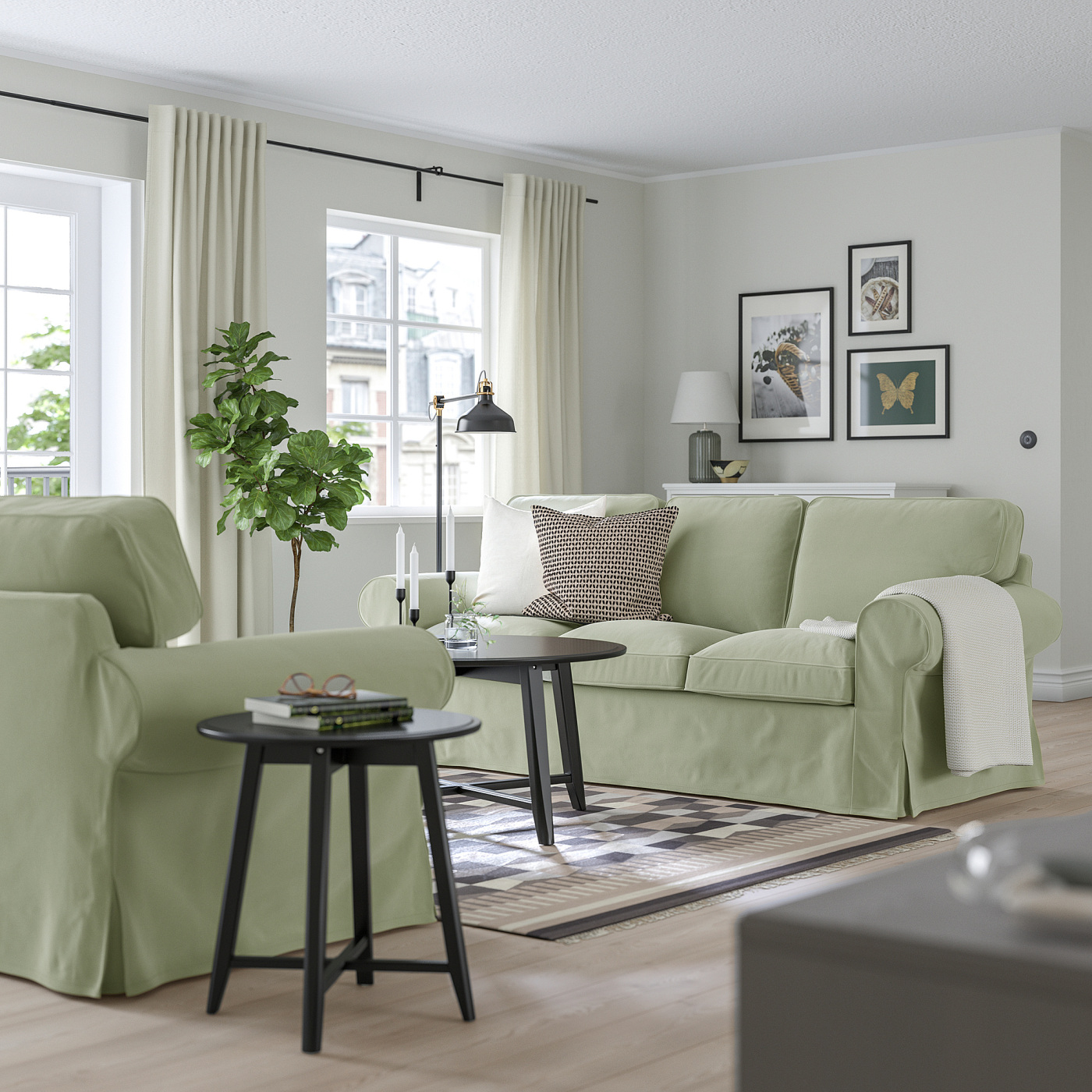 EKTORP 3-seat sofa Hakebo grey-green - IKEA