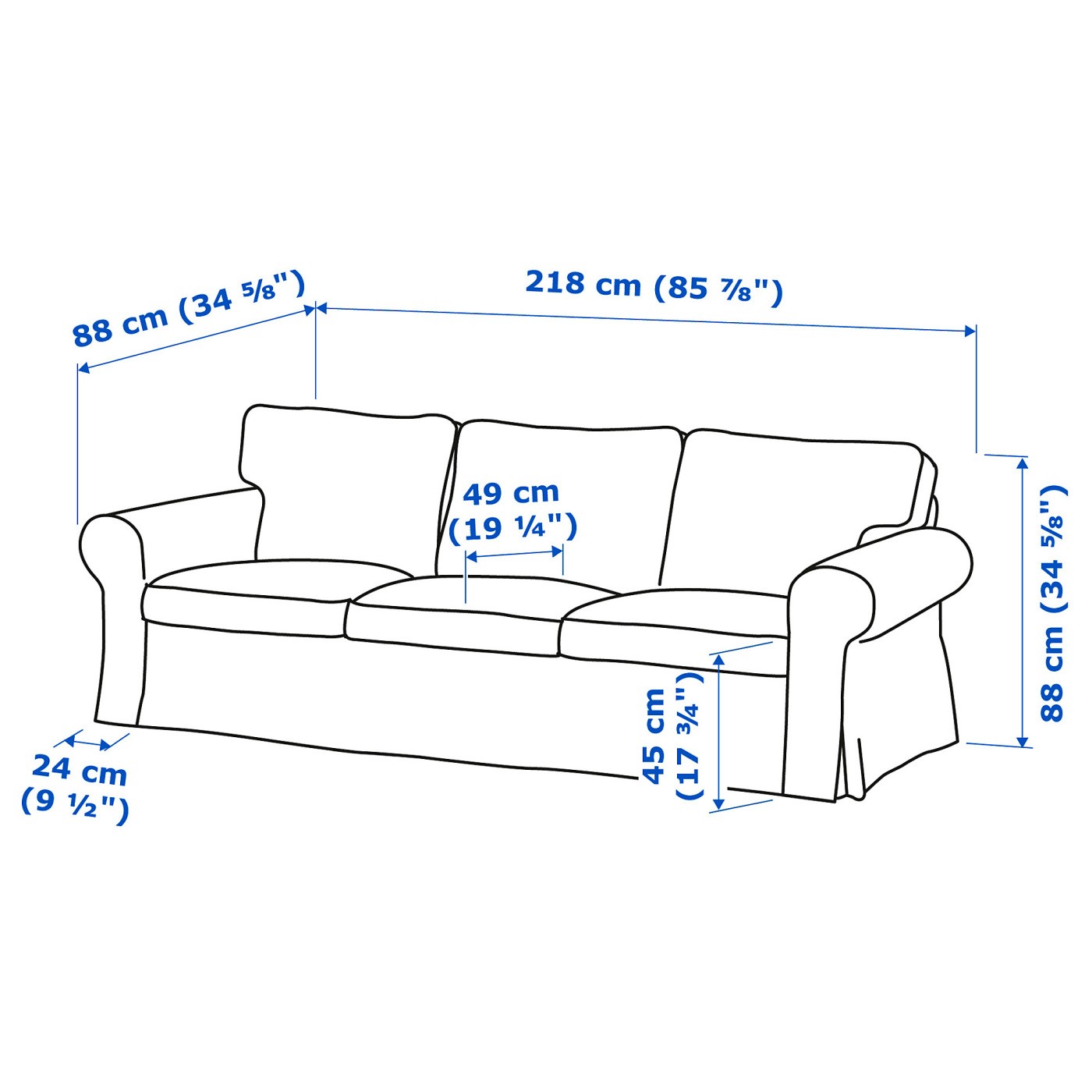 EKTORP 3-seat sofa Remmarn light grey - IKEA