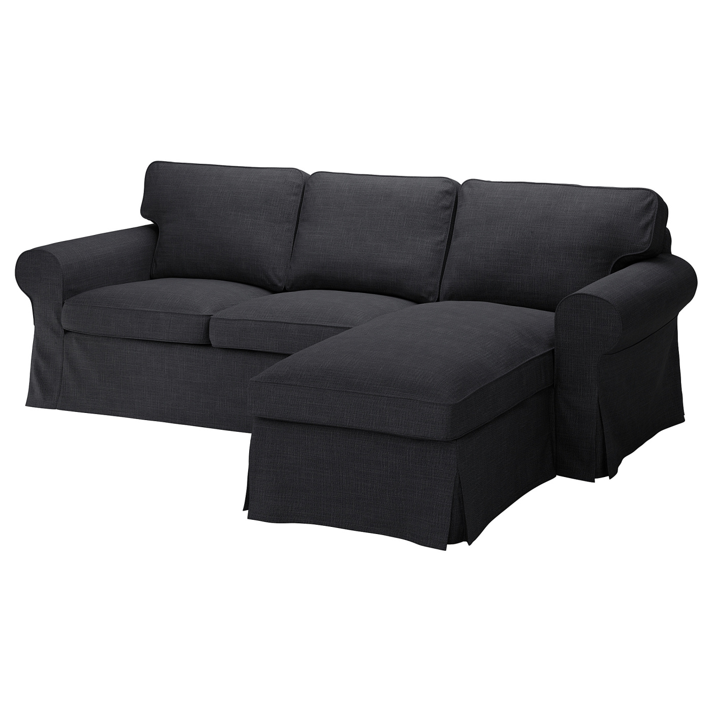 EKTORP cover 3-seat sofa w chaise longue Hillared anthracite - IKEA