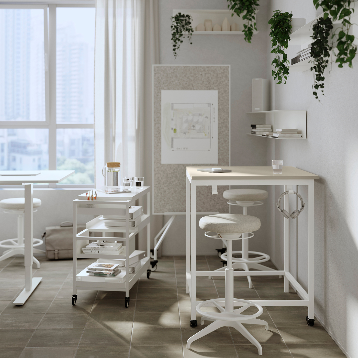 ELLOVEN whiteboard/noticeboard with castors white - IKEA