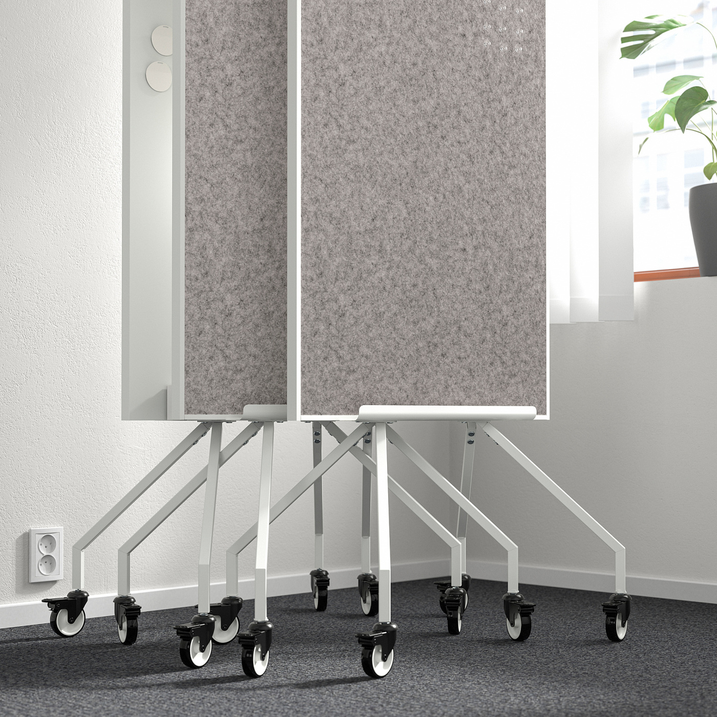 ELLOVEN whiteboard/noticeboard with castors white - IKEA