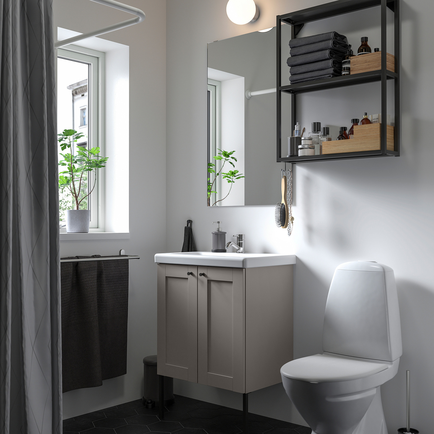 ENHET bathroom anthracite/grey frame - IKEA